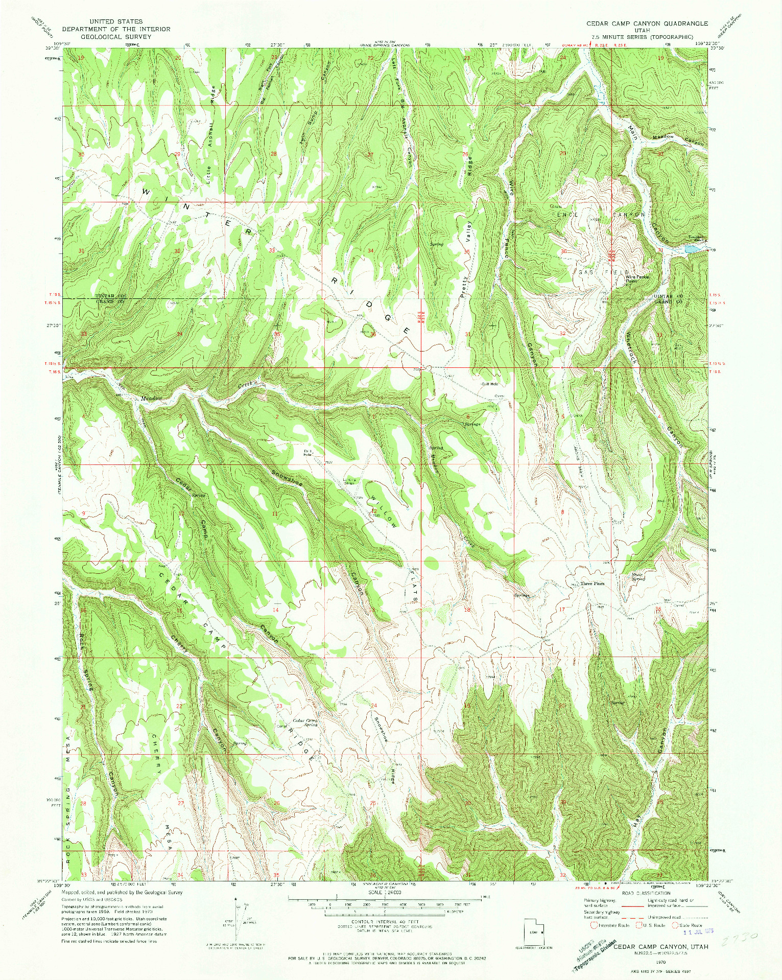 USGS 1:24000-SCALE QUADRANGLE FOR CEDAR CAMP CANYON, UT 1970