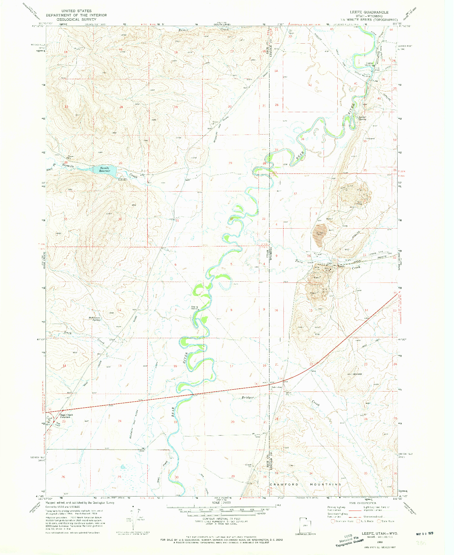 USGS 1:24000-SCALE QUADRANGLE FOR LEEFE, UT 1969