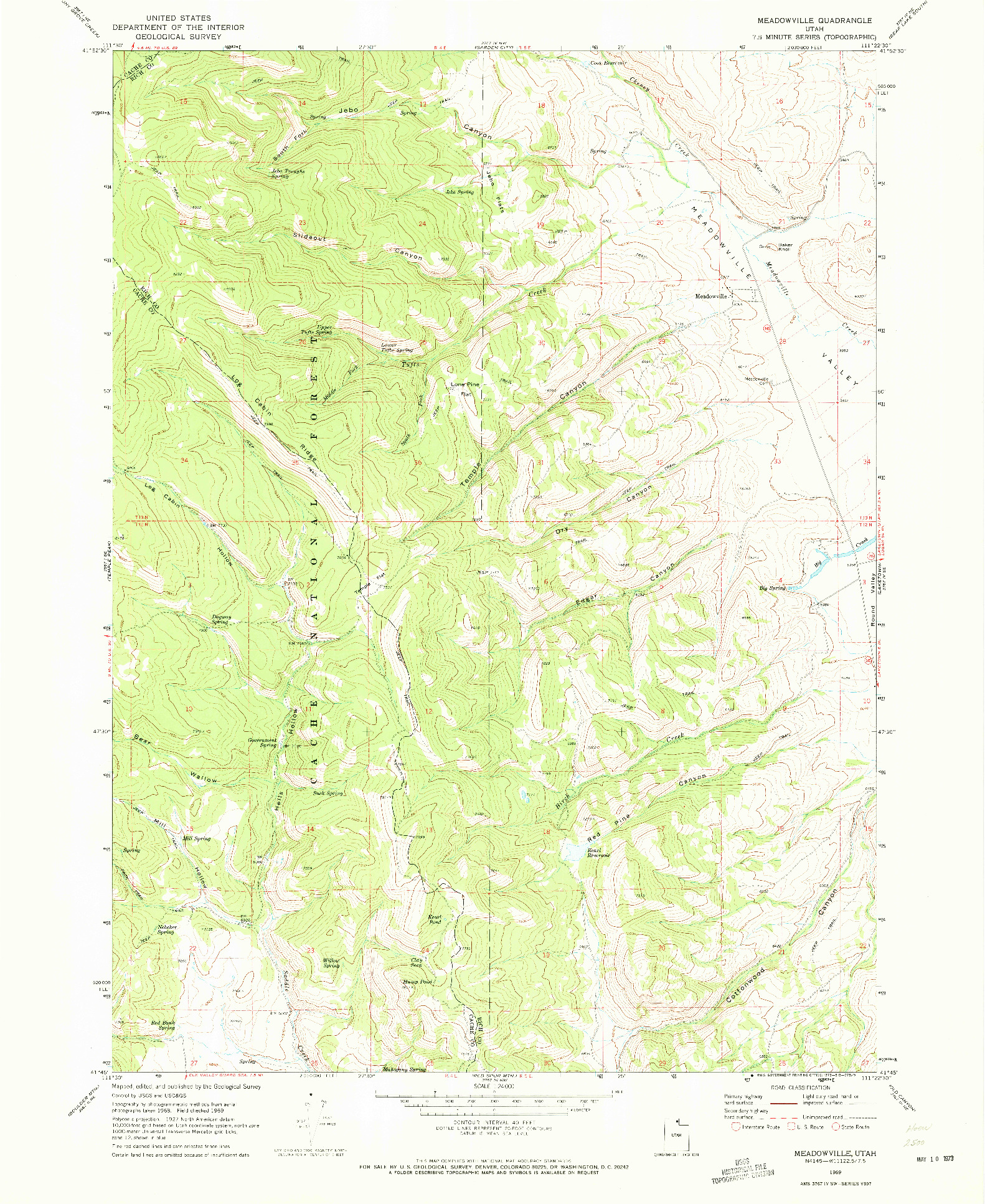 USGS 1:24000-SCALE QUADRANGLE FOR MEADOWVILLE, UT 1969