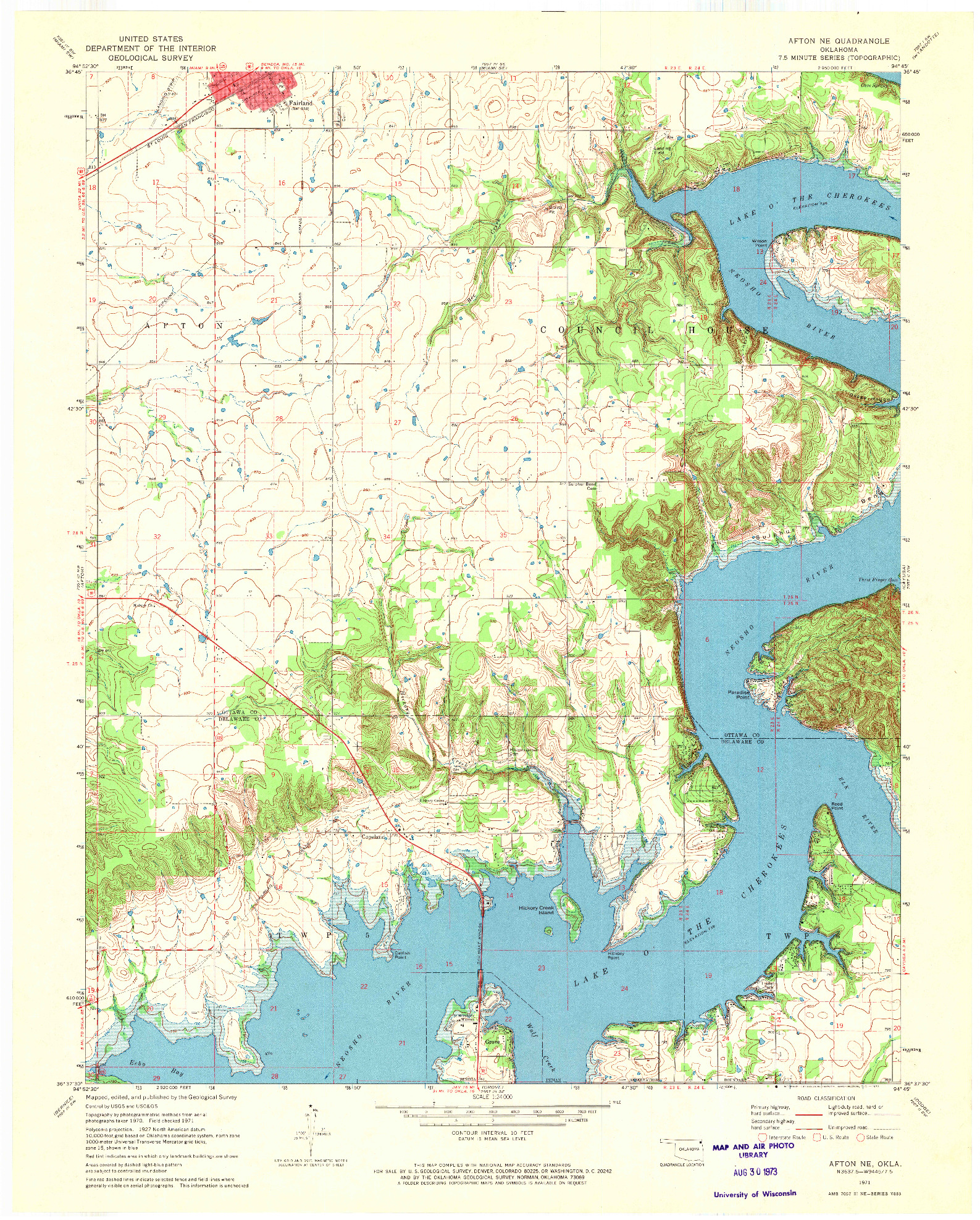 USGS 1:24000-SCALE QUADRANGLE FOR AFTON NE, OK 1971