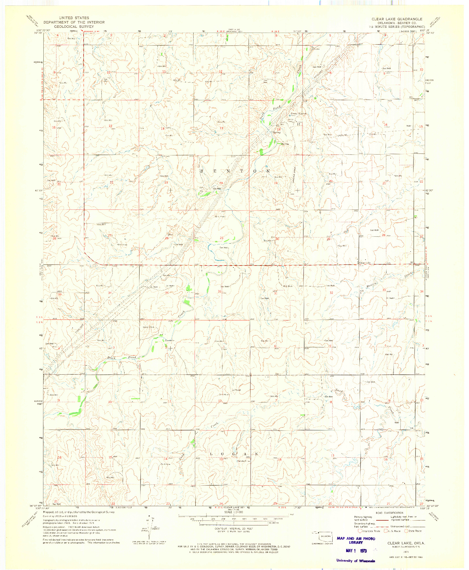 USGS 1:24000-SCALE QUADRANGLE FOR CLEAR LAKE, OK 1971