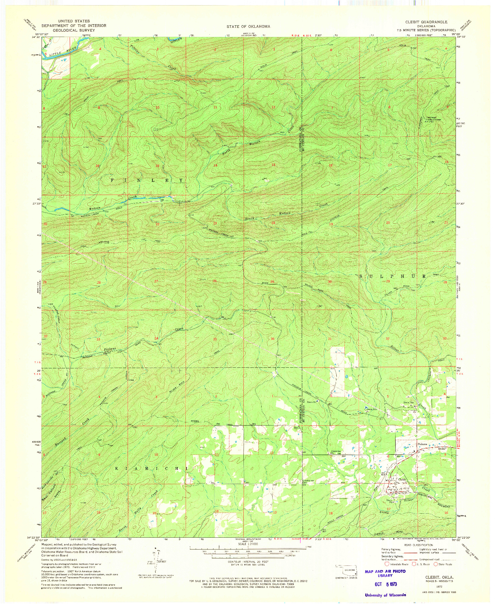 USGS 1:24000-SCALE QUADRANGLE FOR CLEBIT, OK 1972