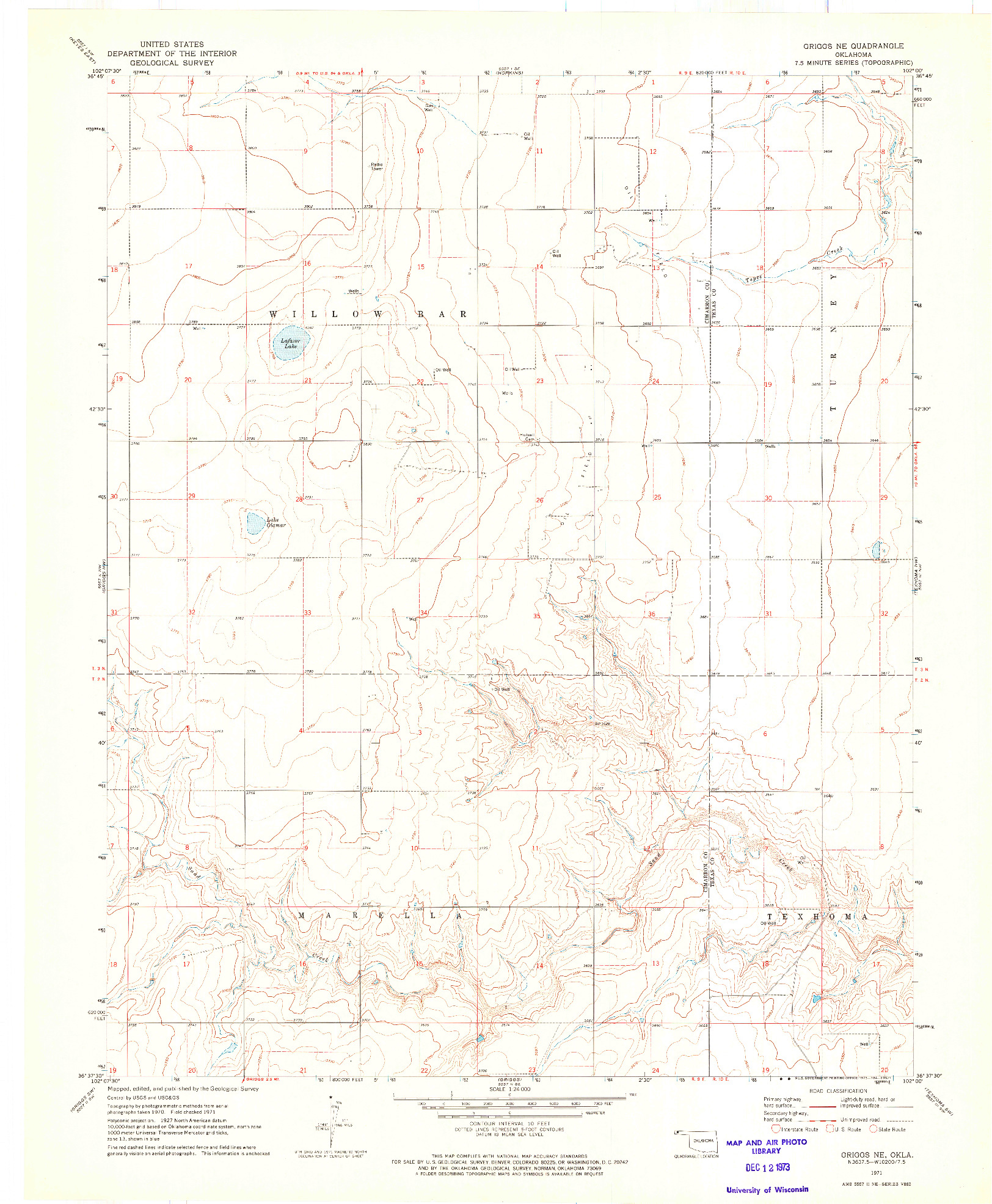 USGS 1:24000-SCALE QUADRANGLE FOR GRIGGS NE, OK 1971