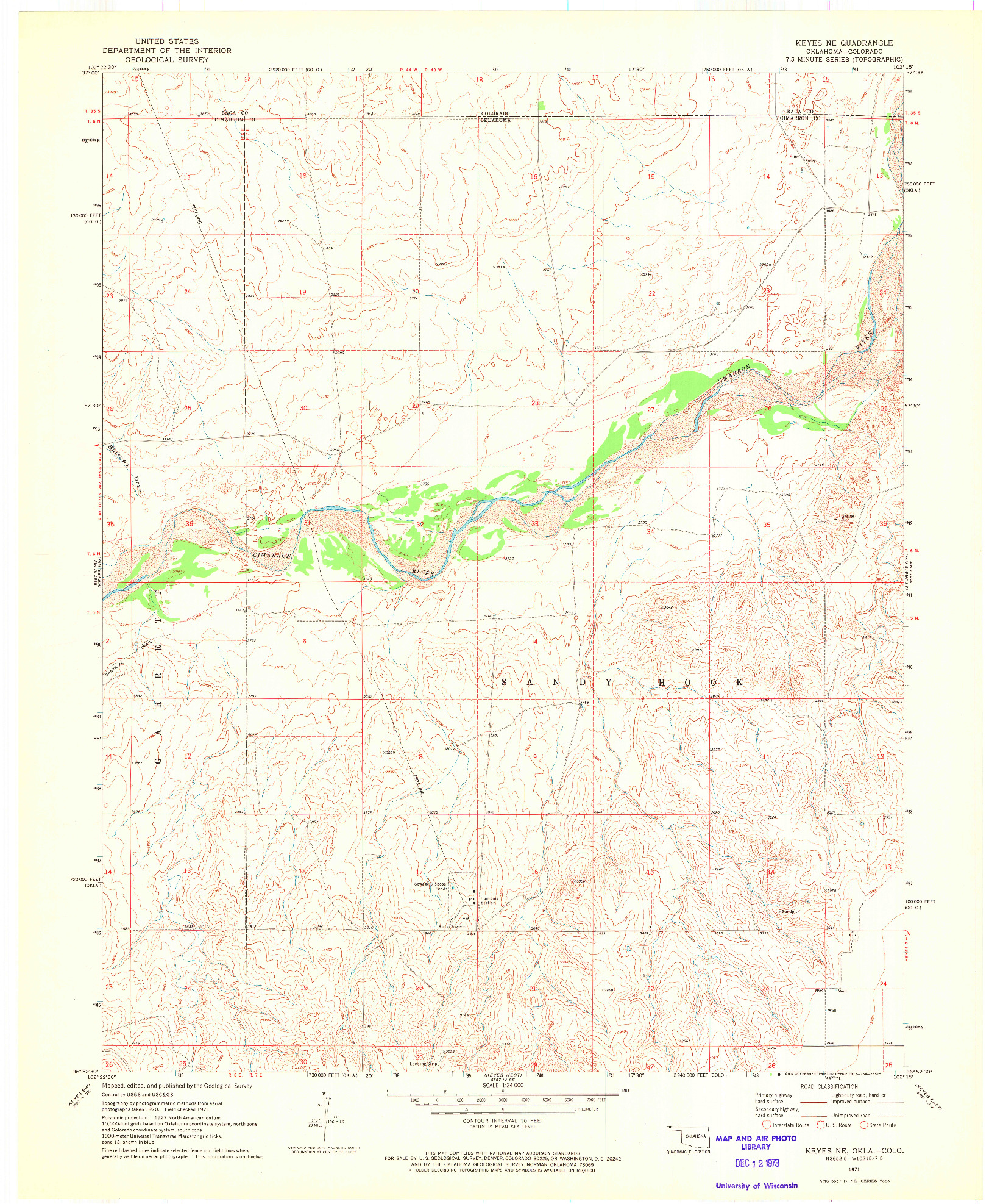 USGS 1:24000-SCALE QUADRANGLE FOR KEYES NE, OK 1971