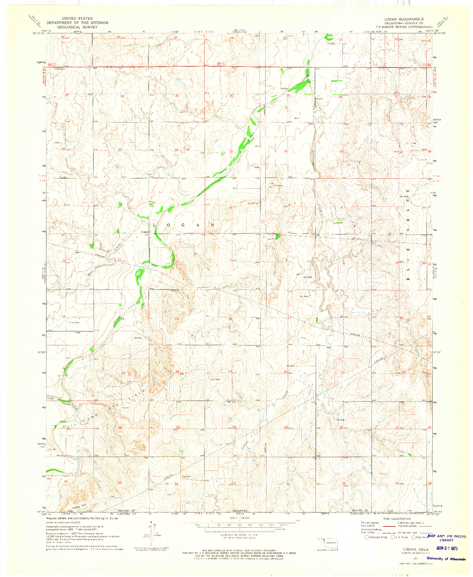 USGS 1:24000-SCALE QUADRANGLE FOR LOGAN, OK 1971