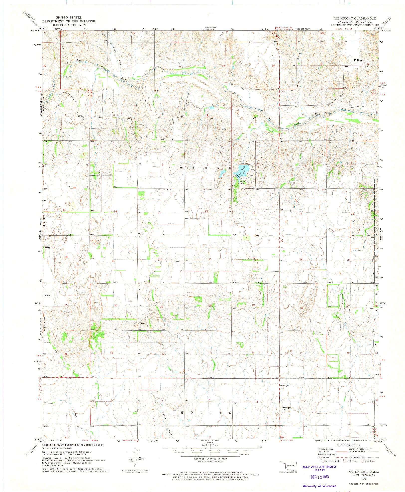 USGS 1:24000-SCALE QUADRANGLE FOR MC KNIGHT, OK 1971