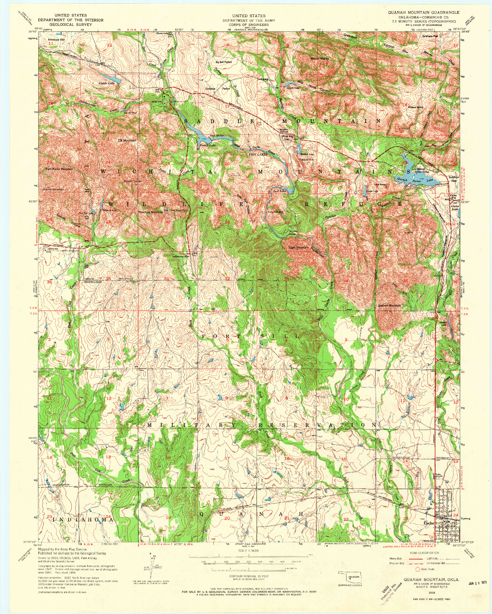 USGS 1:24000-SCALE QUADRANGLE FOR QUANAH MOUNTAIN, OK 1956