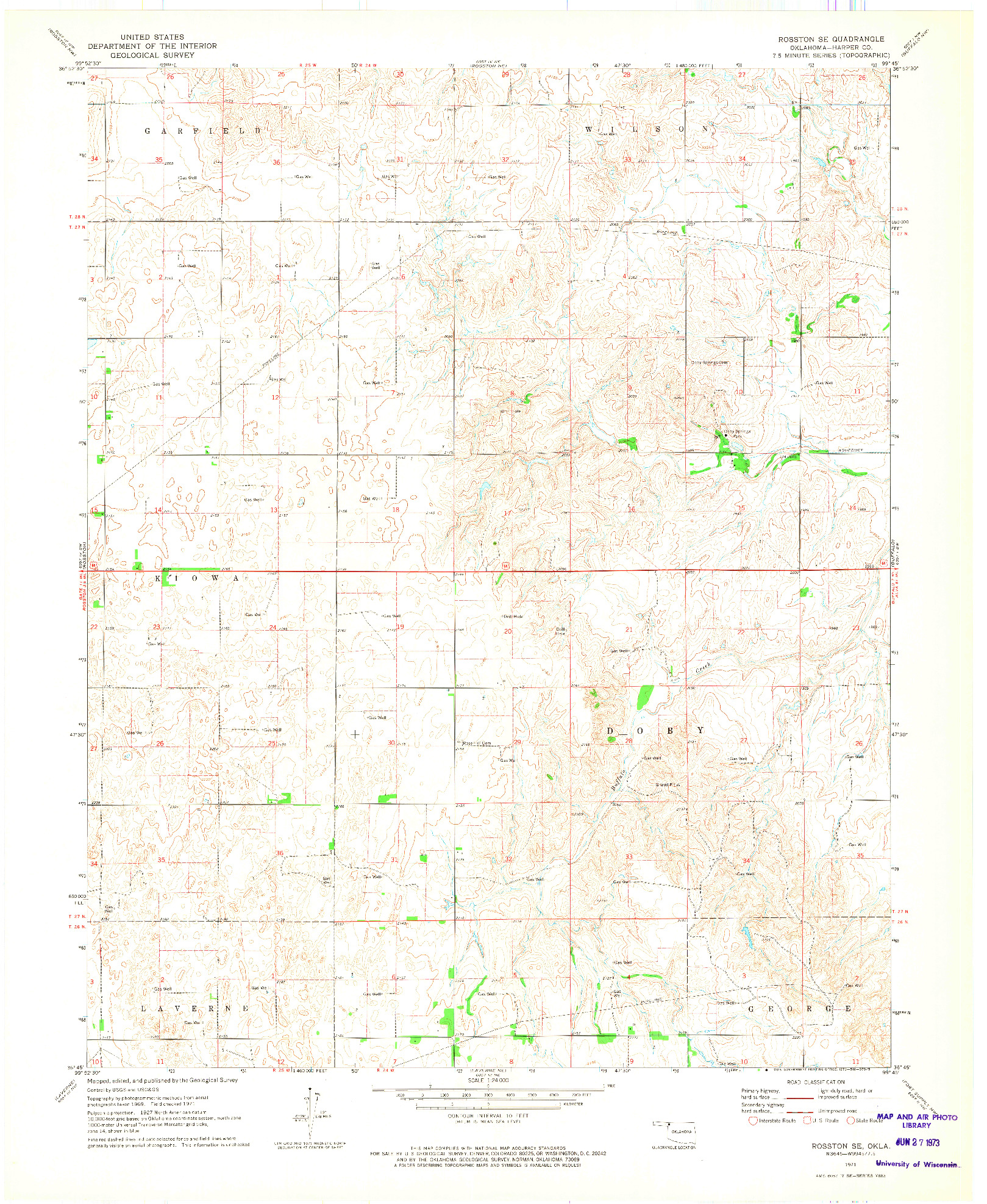 USGS 1:24000-SCALE QUADRANGLE FOR ROSSTON SE, OK 1971