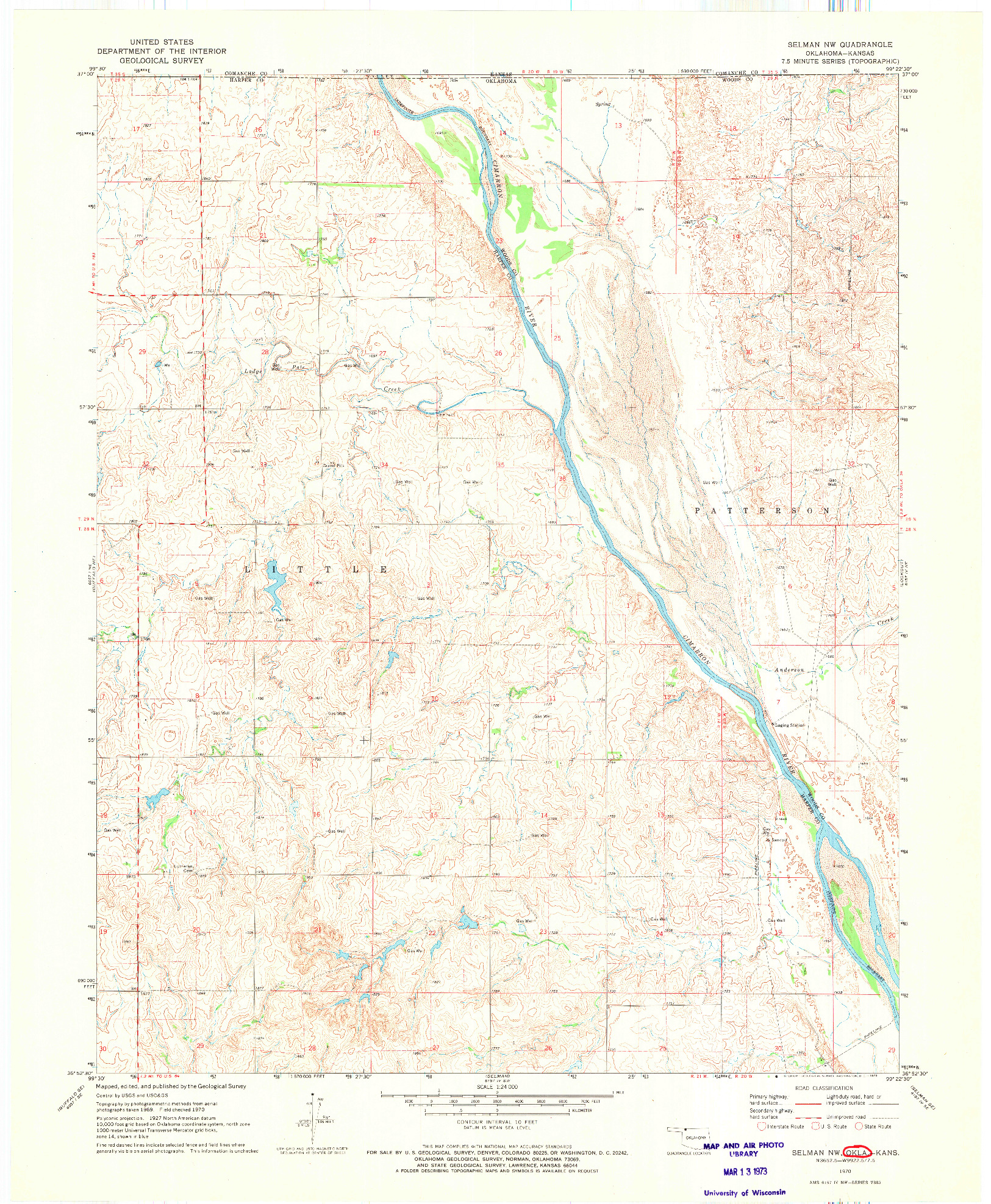 USGS 1:24000-SCALE QUADRANGLE FOR SELMAN NW, OK 1970
