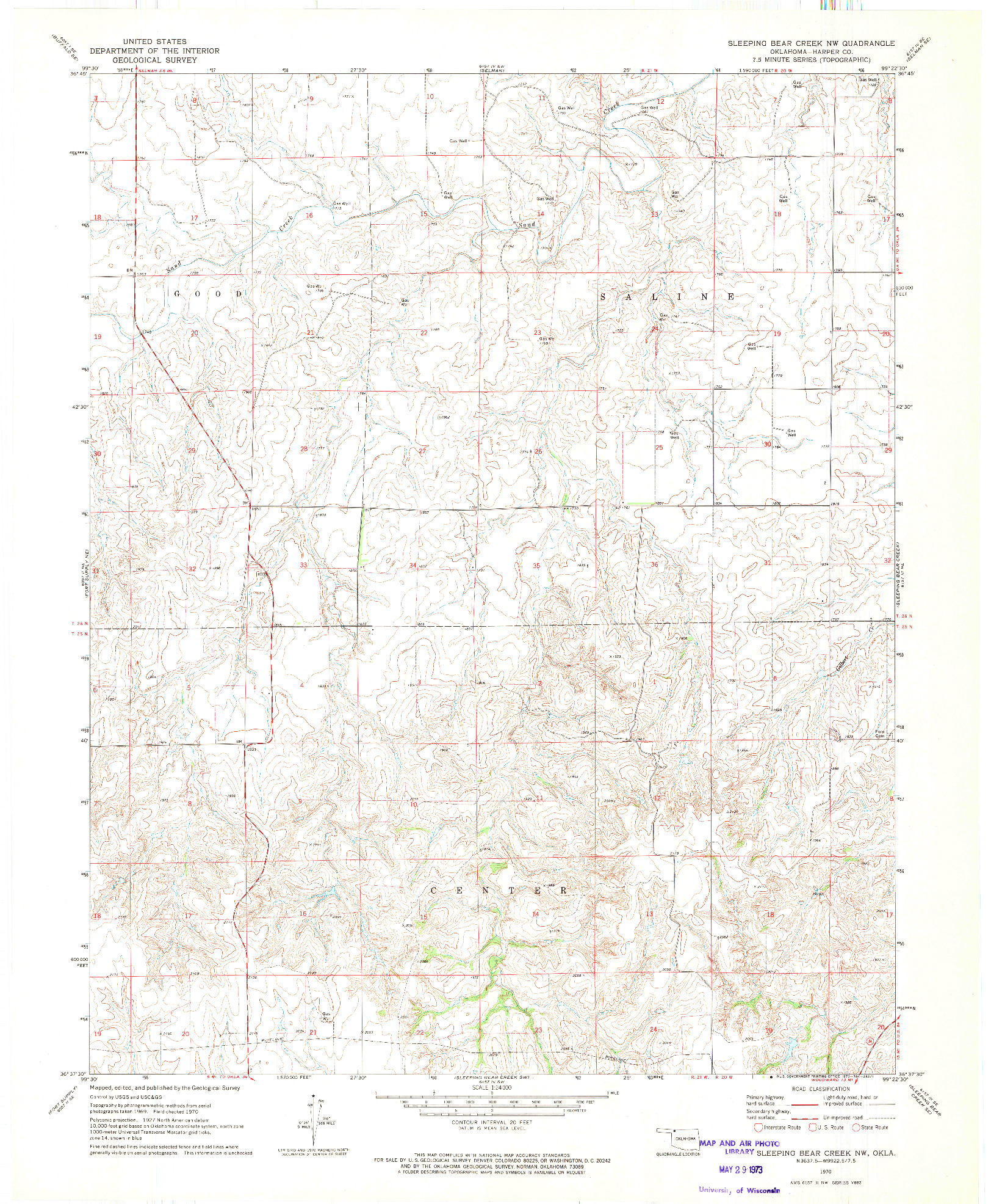 USGS 1:24000-SCALE QUADRANGLE FOR SLEEPING BEAR CREEK NW, OK 1970