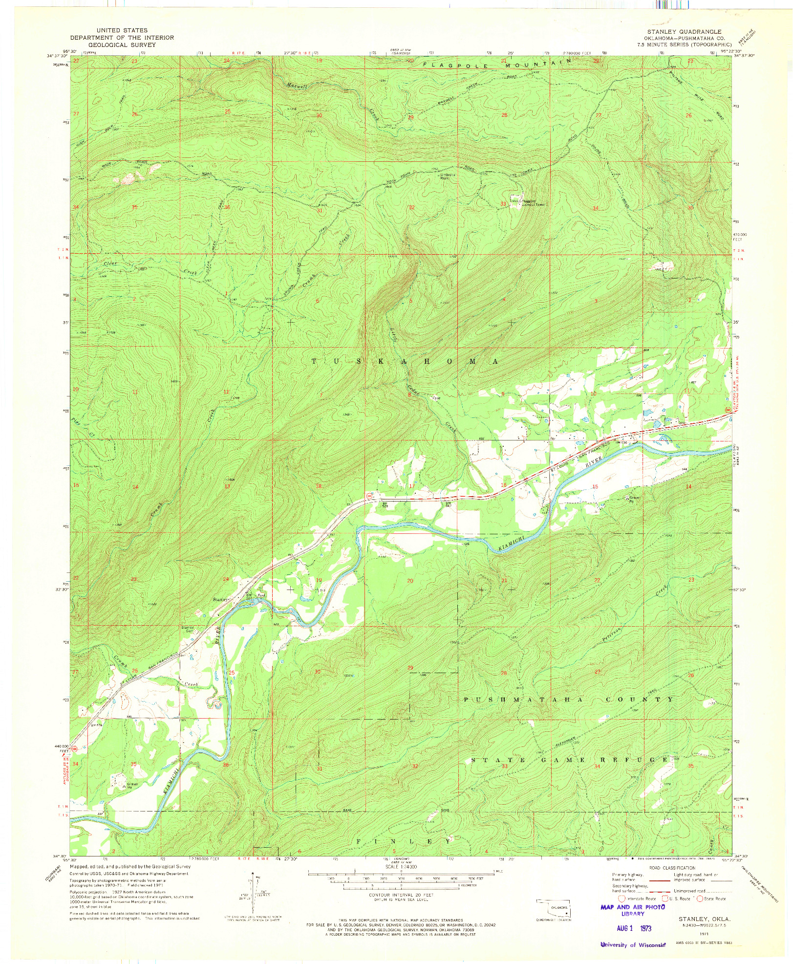 USGS 1:24000-SCALE QUADRANGLE FOR STANLEY, OK 1971
