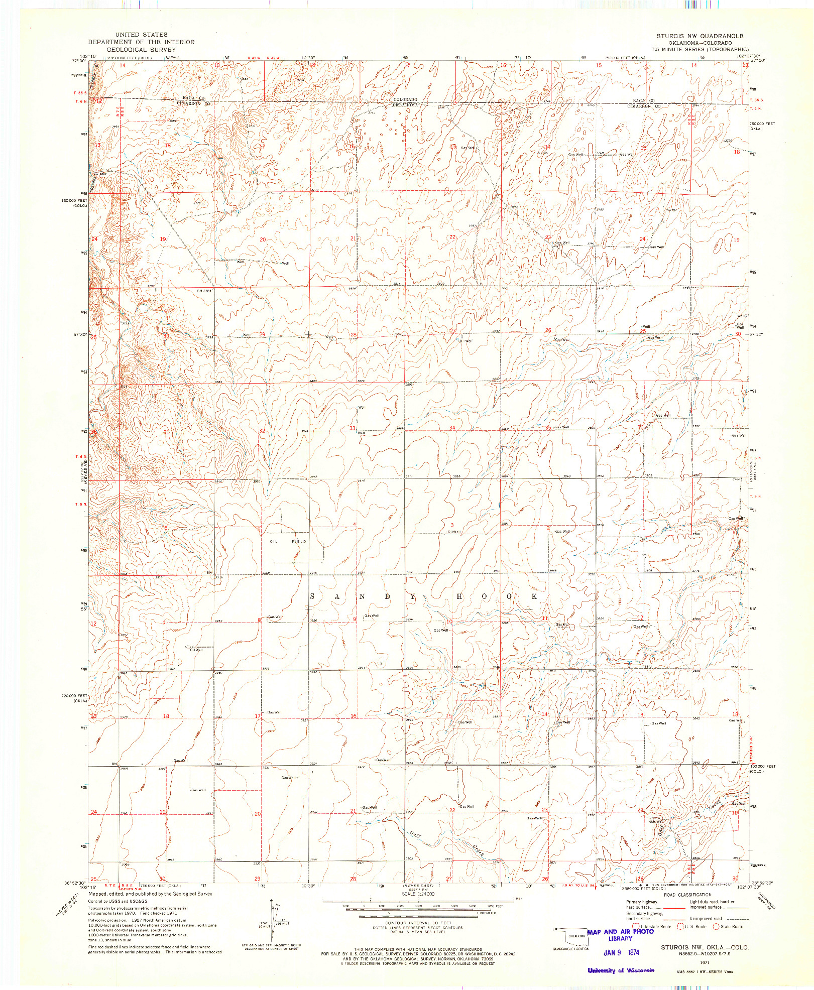 USGS 1:24000-SCALE QUADRANGLE FOR STURGIS NW, OK 1971