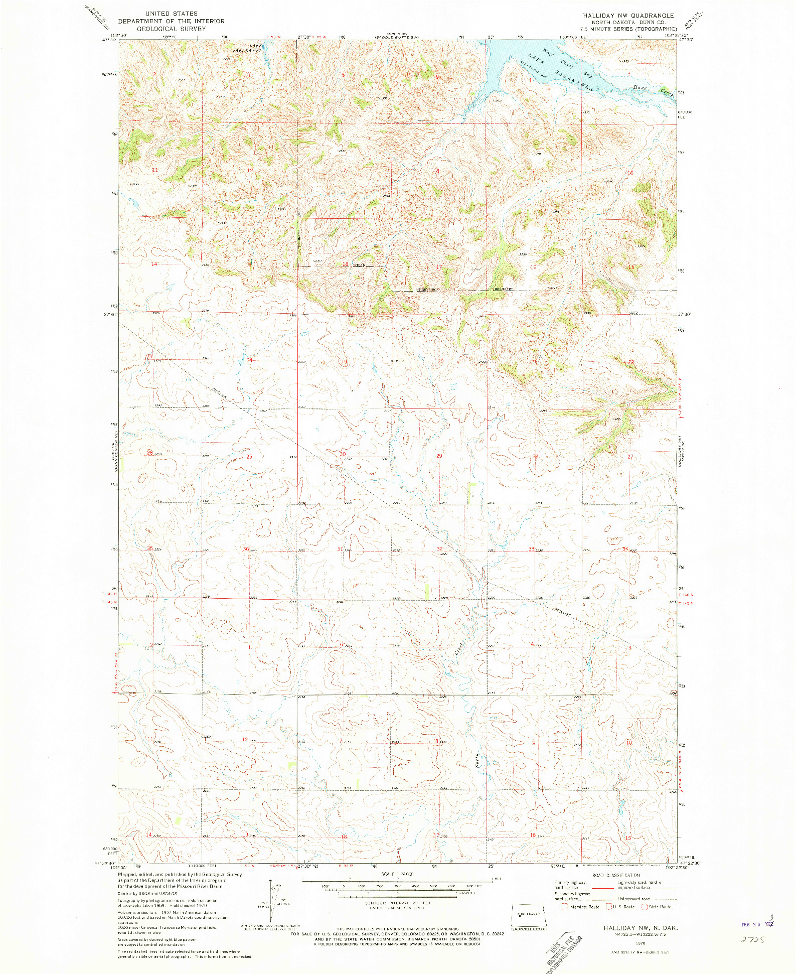 USGS 1:24000-SCALE QUADRANGLE FOR HALLIDAY NW, ND 1970