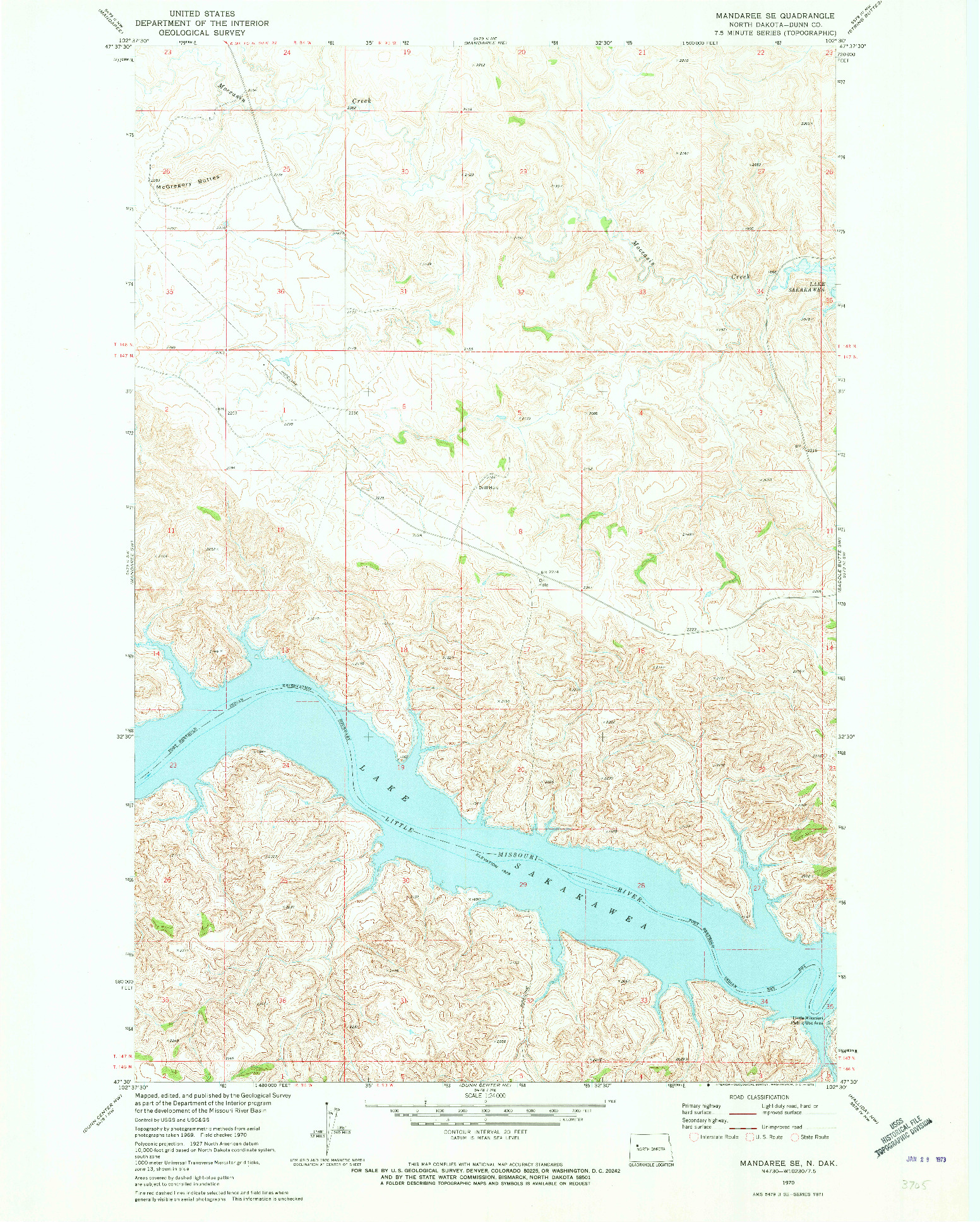 USGS 1:24000-SCALE QUADRANGLE FOR MANDAREE SE, ND 1970