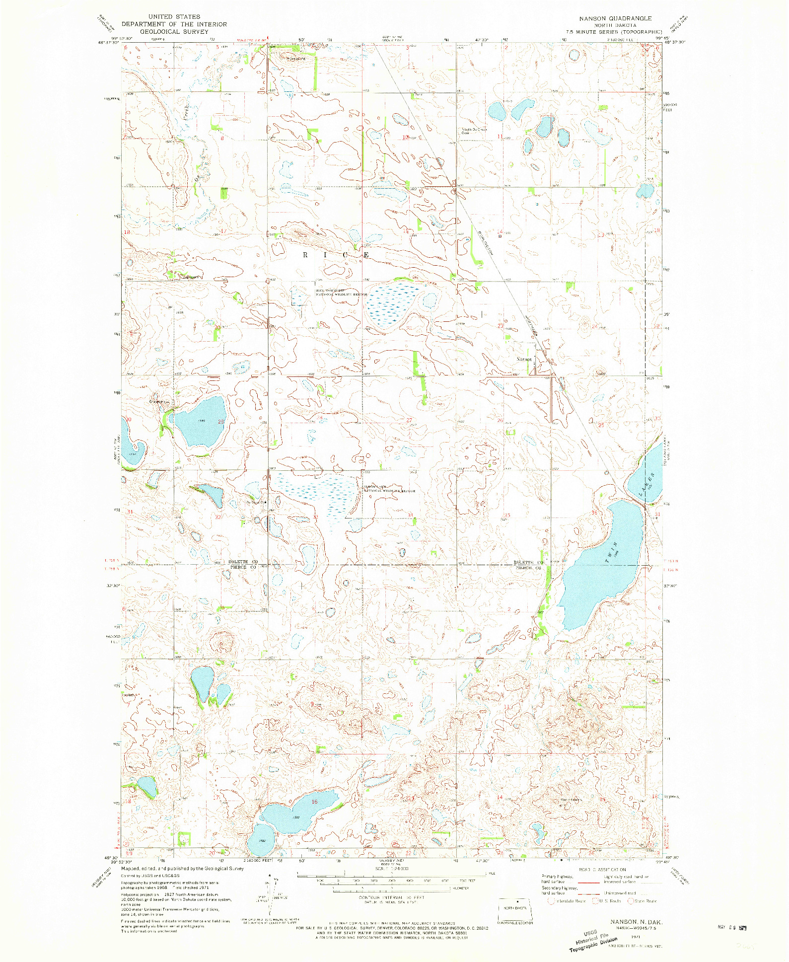 USGS 1:24000-SCALE QUADRANGLE FOR NANSON, ND 1971