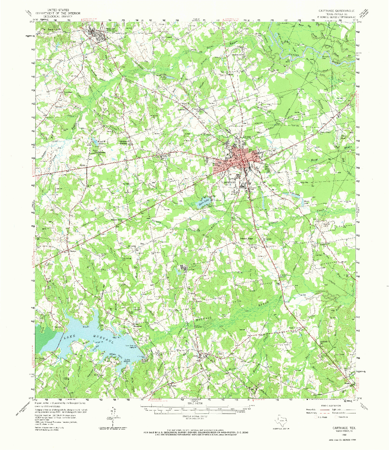 USGS 1:62500-SCALE QUADRANGLE FOR CARTHAGE, TX 1958