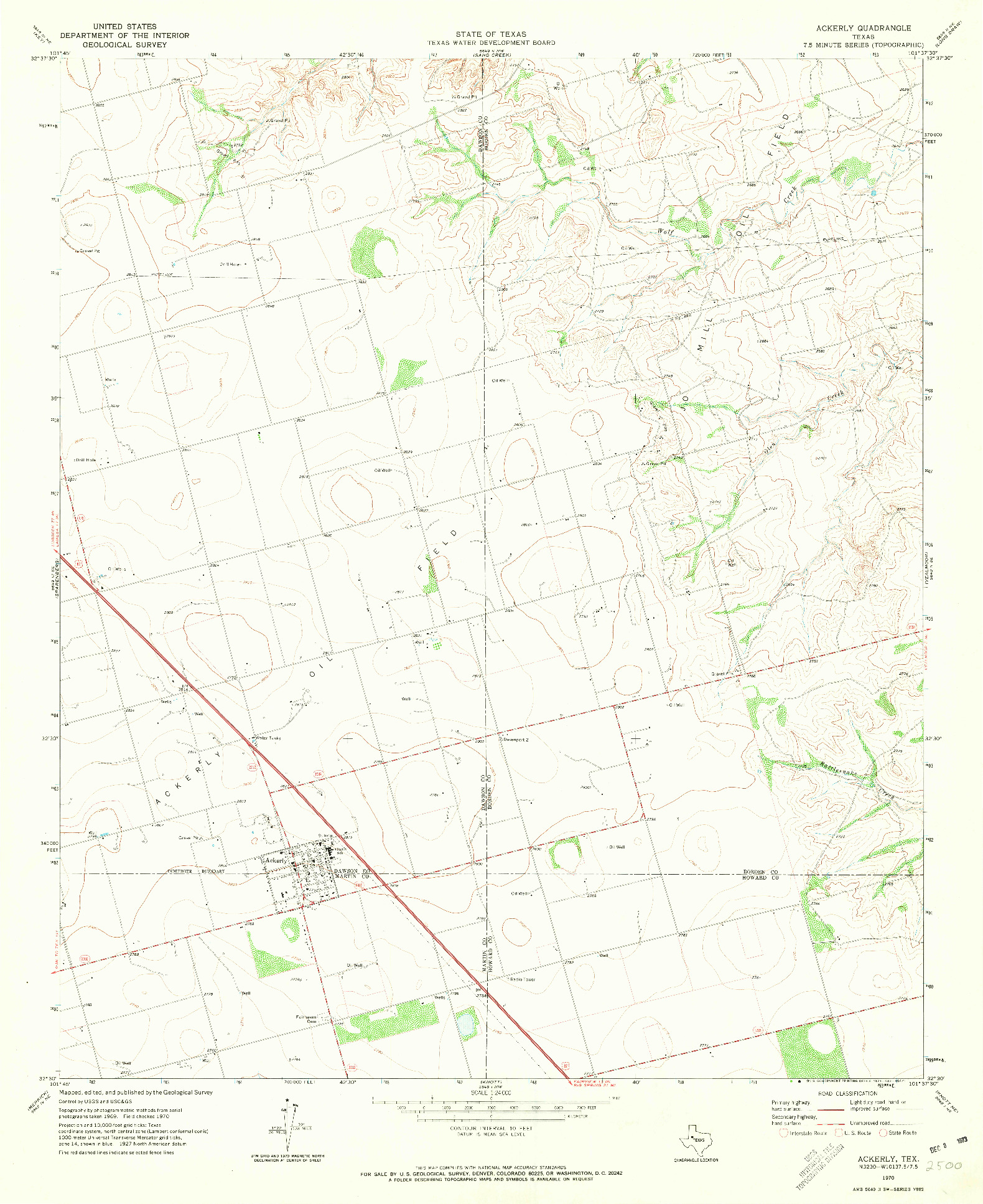 USGS 1:24000-SCALE QUADRANGLE FOR ACKERLY, TX 1970