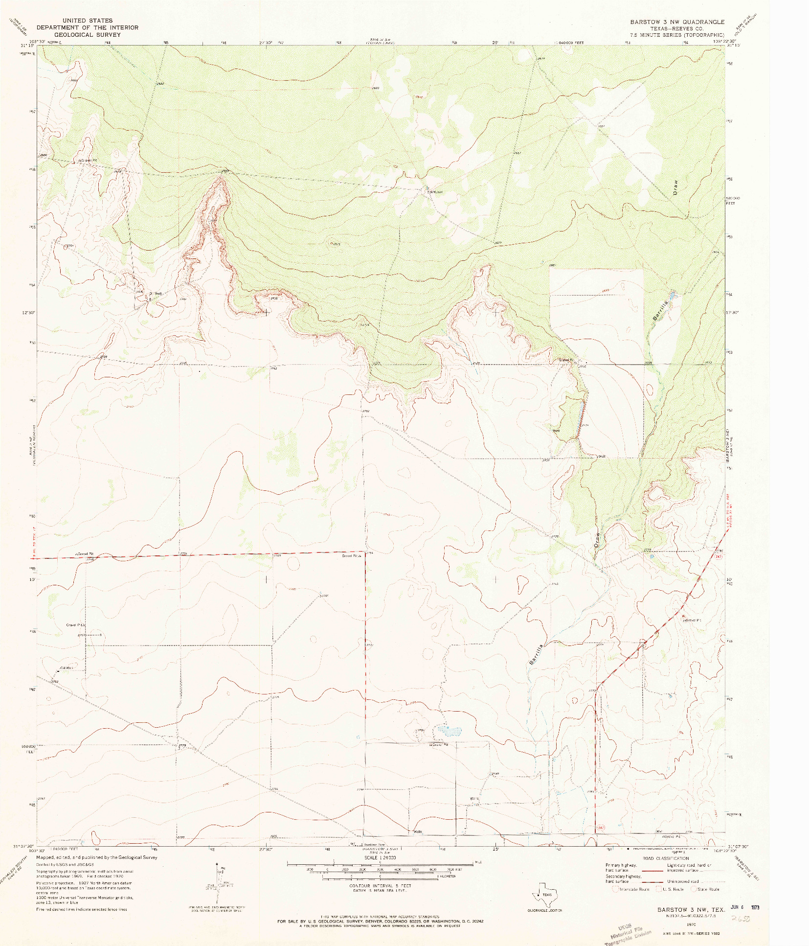 USGS 1:24000-SCALE QUADRANGLE FOR BARSTOW 3 NW, TX 1970
