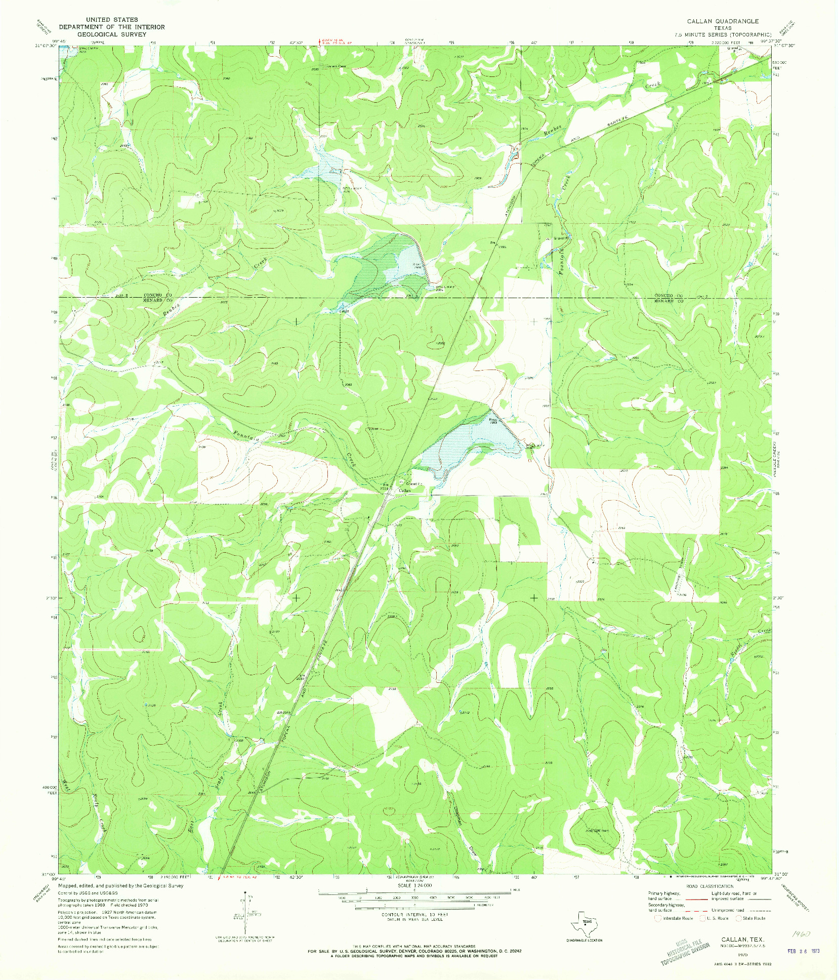 USGS 1:24000-SCALE QUADRANGLE FOR CALLAN, TX 1970