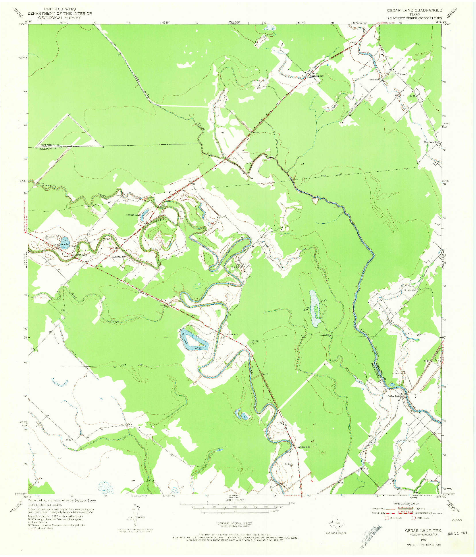 USGS 1:24000-SCALE QUADRANGLE FOR CEDAR LANE, TX 1952