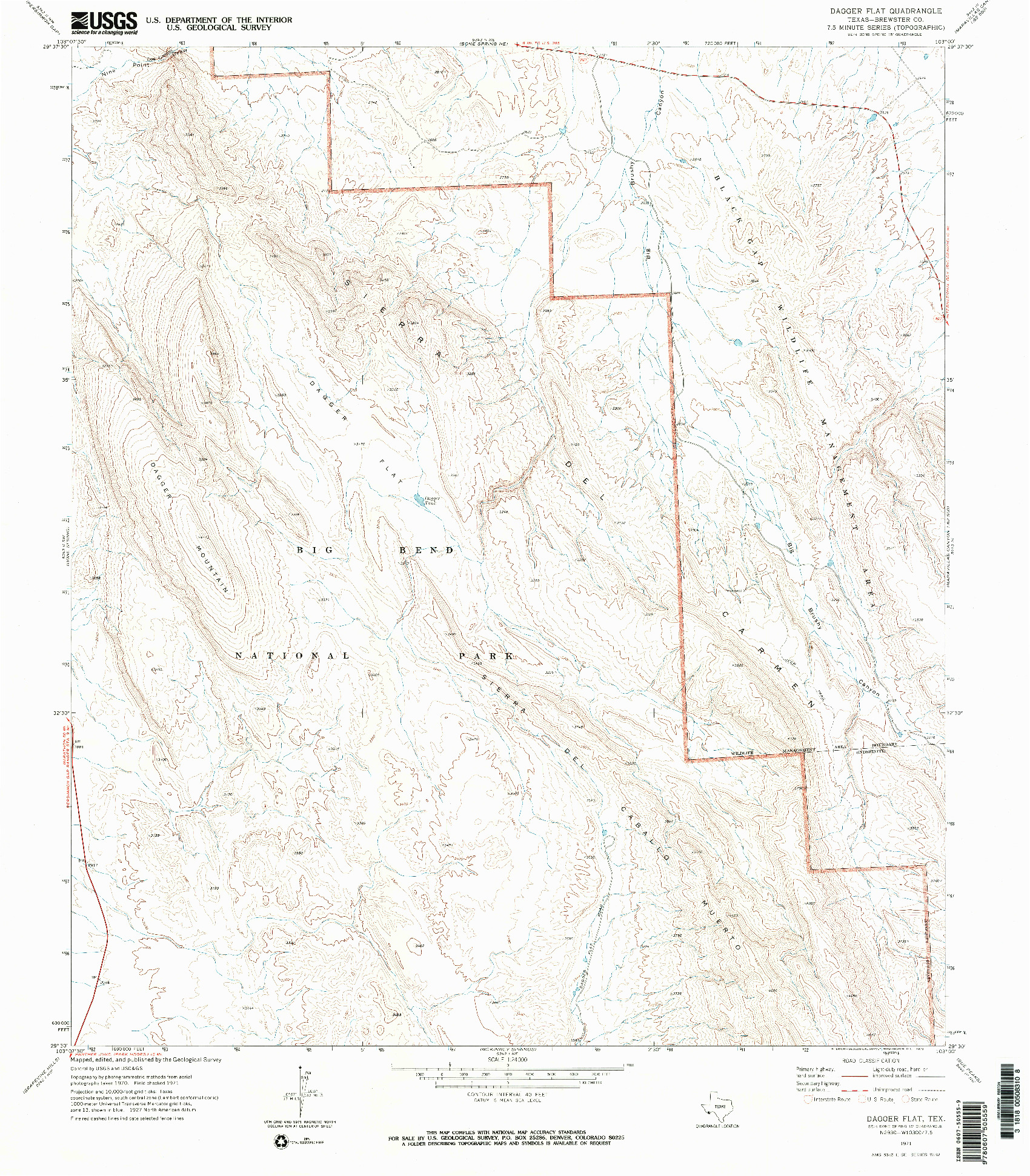 USGS 1:24000-SCALE QUADRANGLE FOR DAGGER FLAT, TX 1971