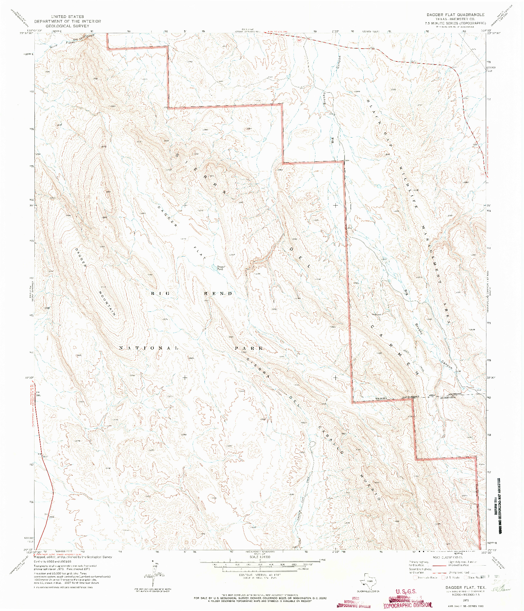 USGS 1:24000-SCALE QUADRANGLE FOR DAGGER FLAT, TX 1971