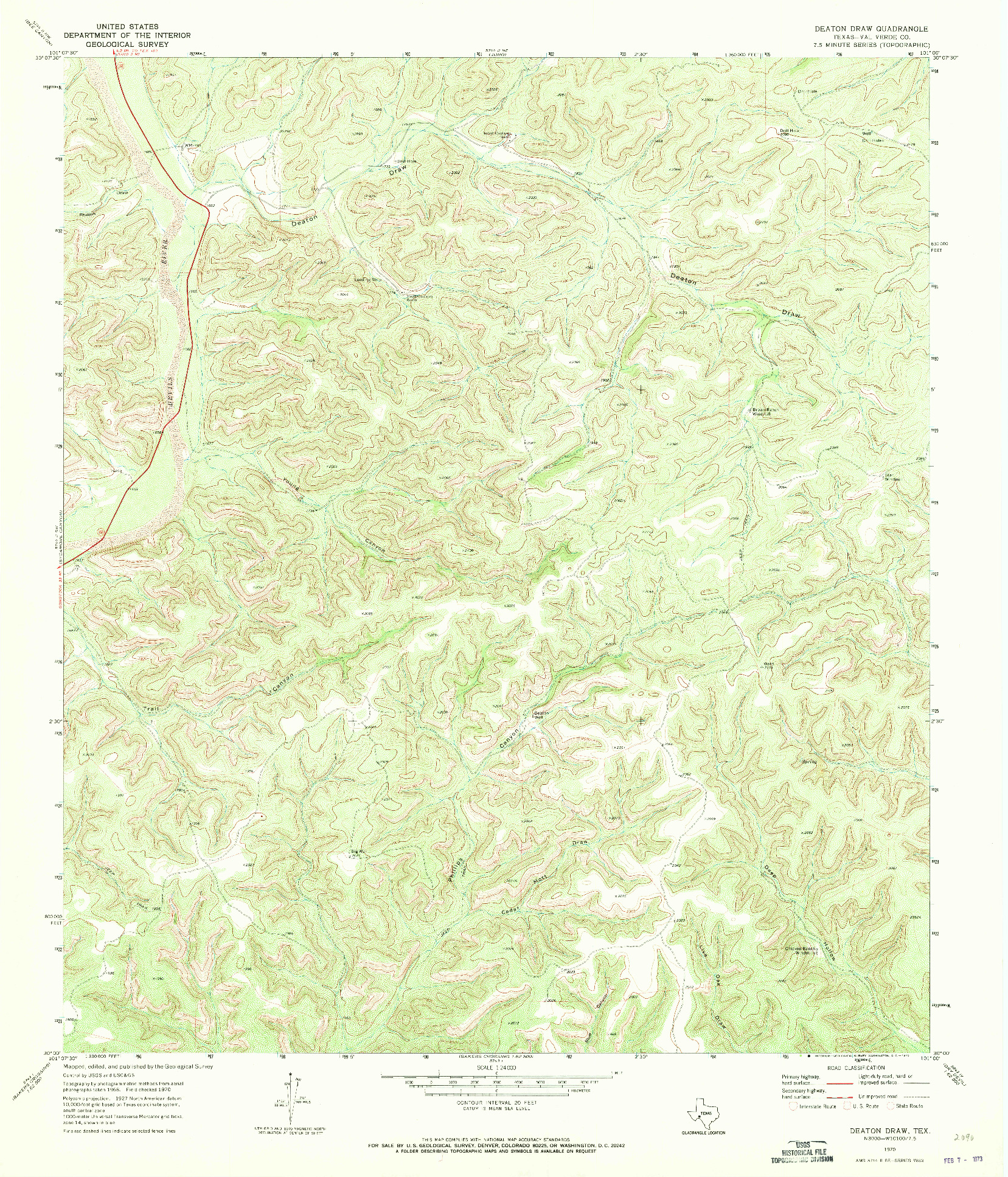 USGS 1:24000-SCALE QUADRANGLE FOR DEATON DRAW, TX 1970