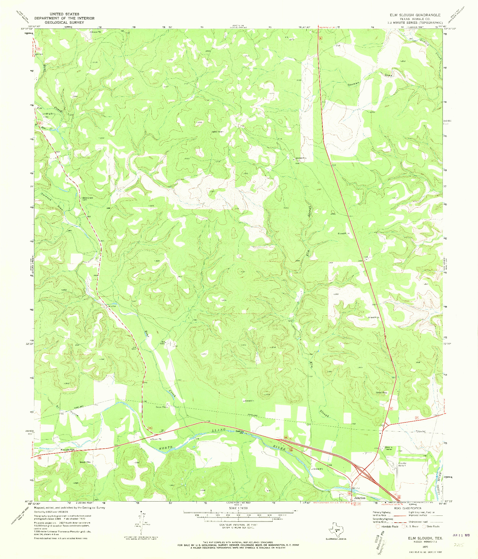 USGS 1:24000-SCALE QUADRANGLE FOR ELM SLOUGH, TX 1970