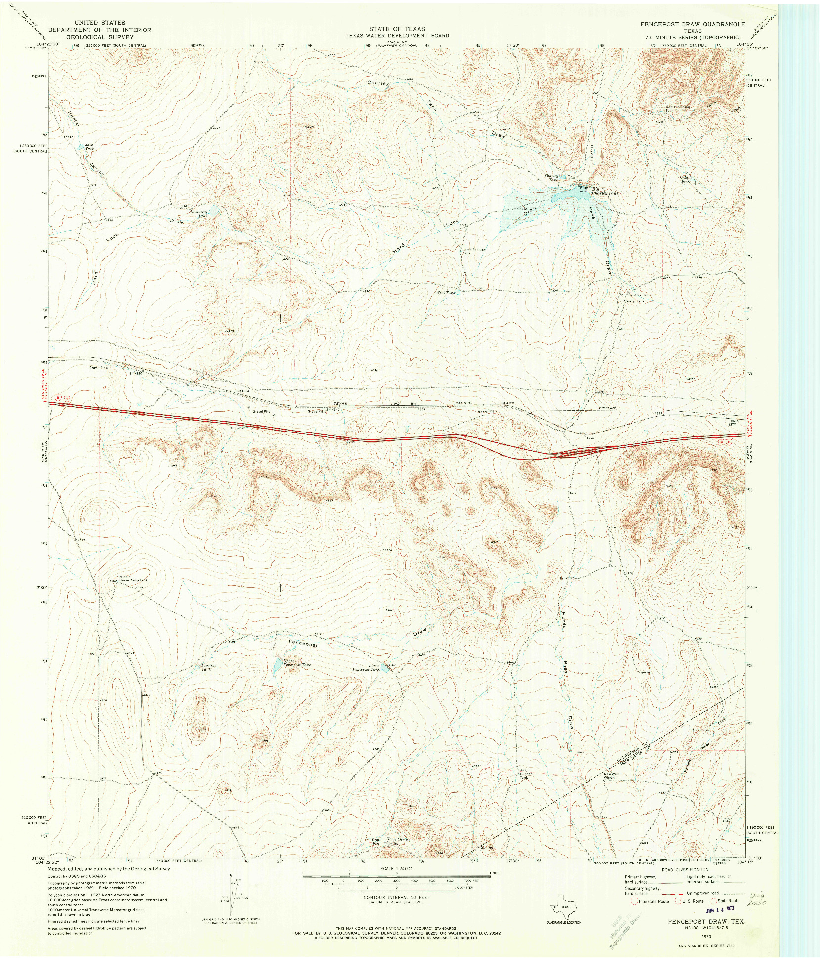 USGS 1:24000-SCALE QUADRANGLE FOR FENCEPOST DRAW, TX 1970