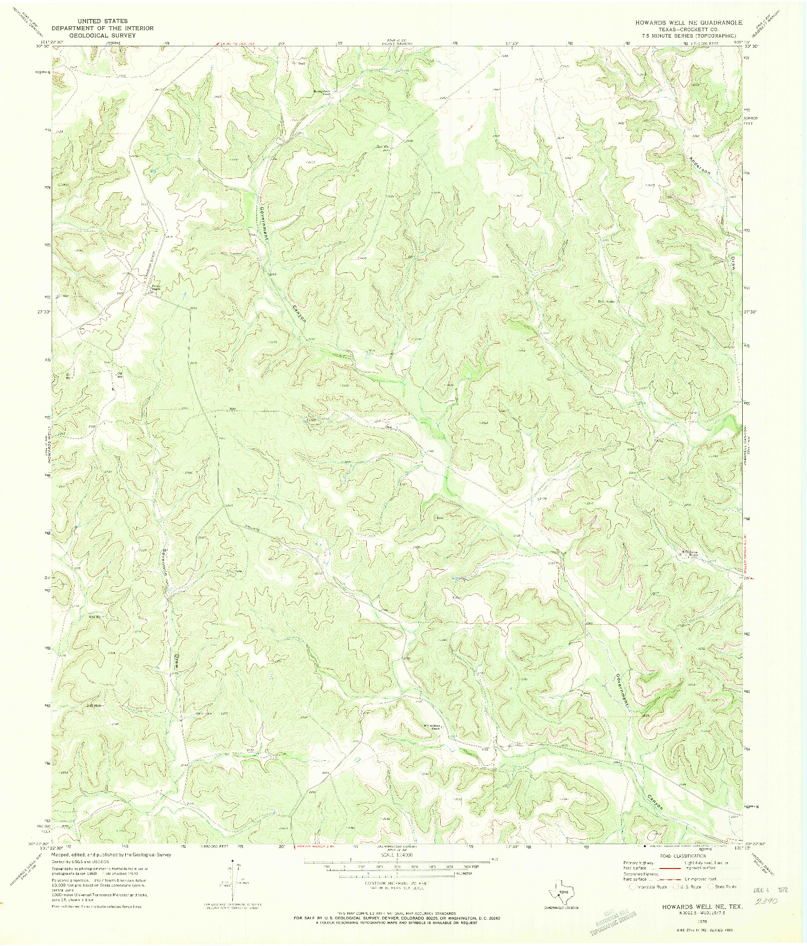 USGS 1:24000-SCALE QUADRANGLE FOR HOWARDS WELL NE, TX 1970