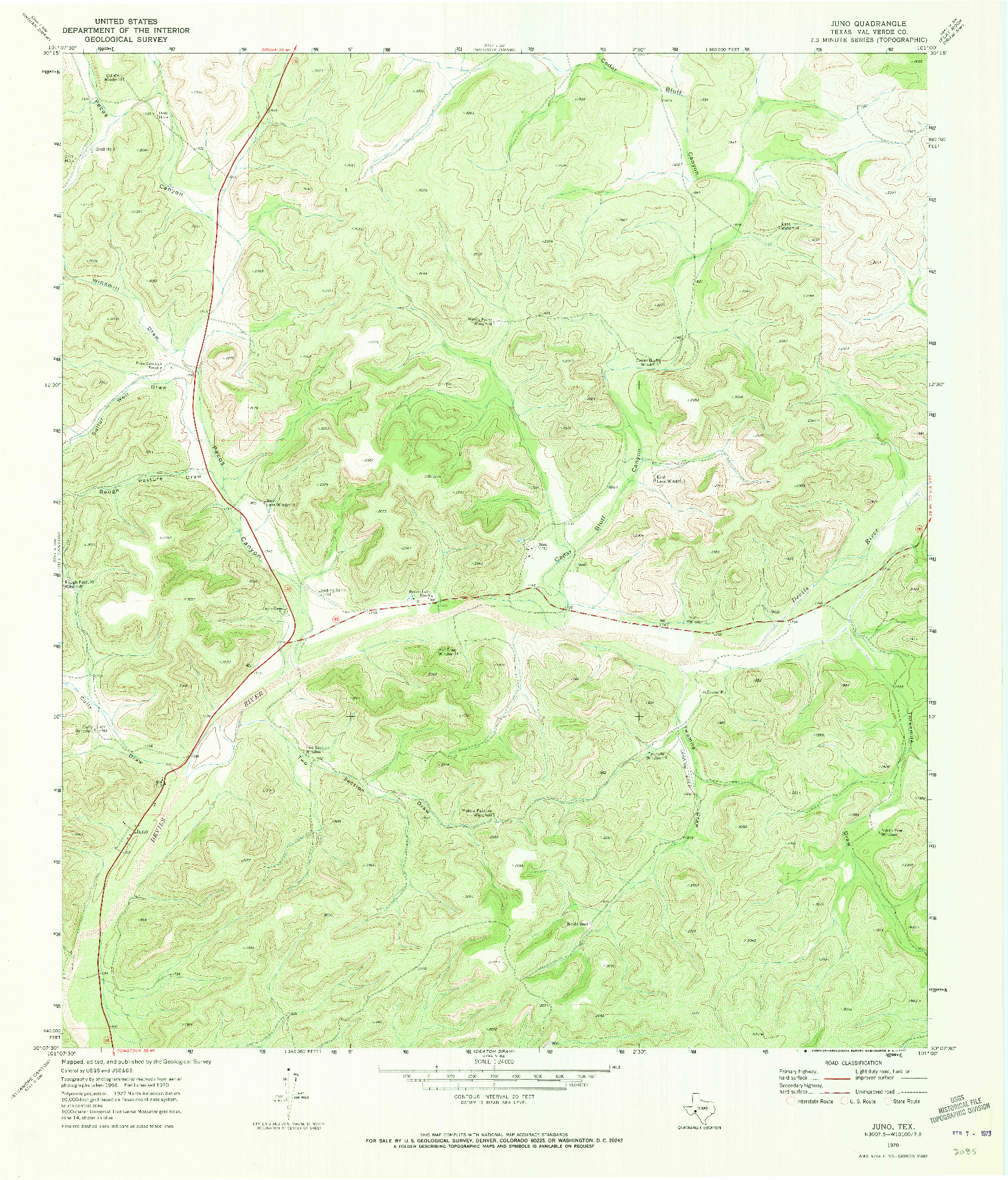 USGS 1:24000-SCALE QUADRANGLE FOR JUNO, TX 1970