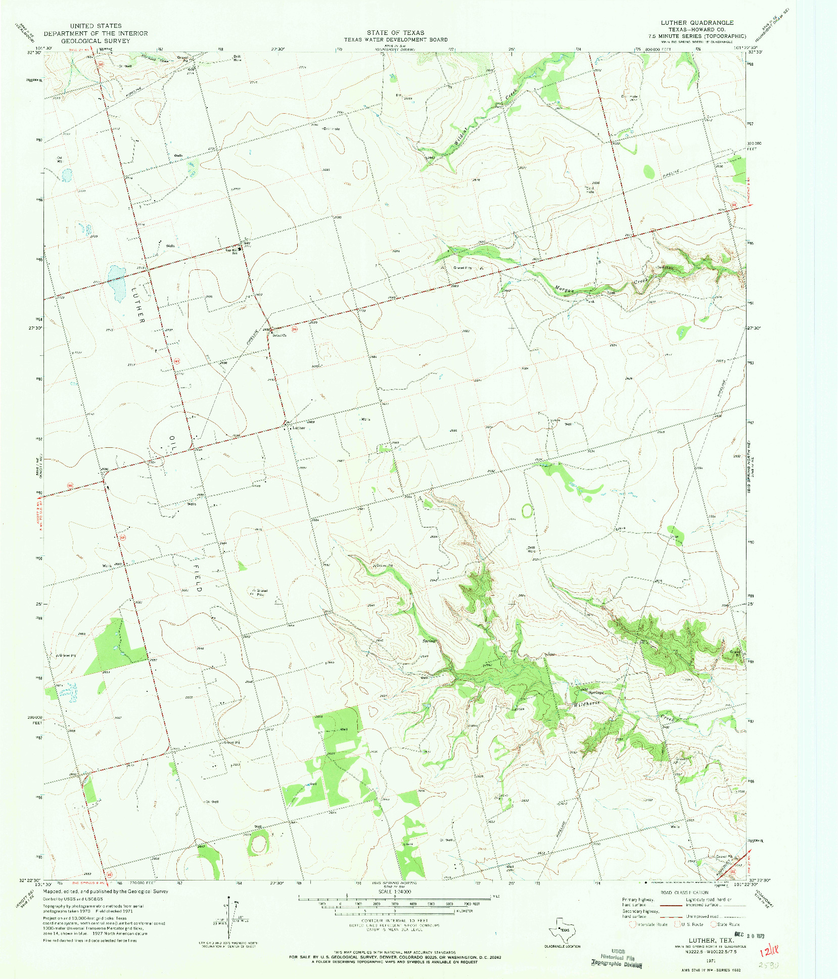 USGS 1:24000-SCALE QUADRANGLE FOR LUTHER, TX 1971