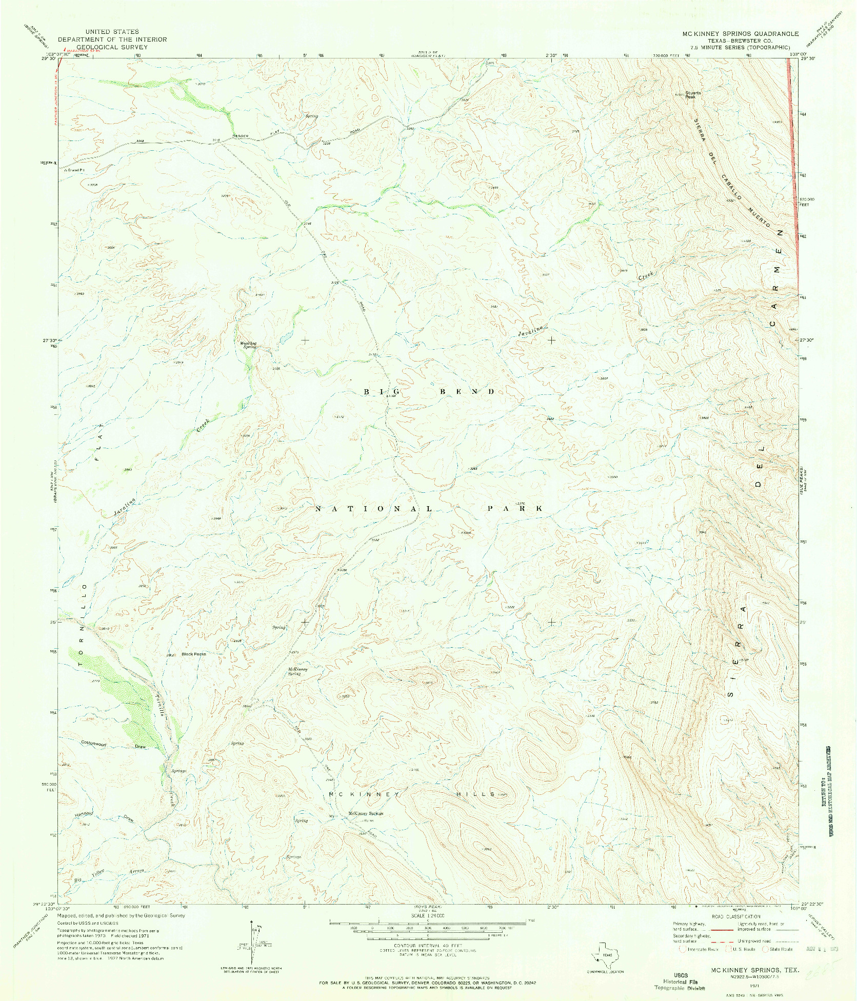 USGS 1:24000-SCALE QUADRANGLE FOR MCKINNEY SPRINGS, TX 1971