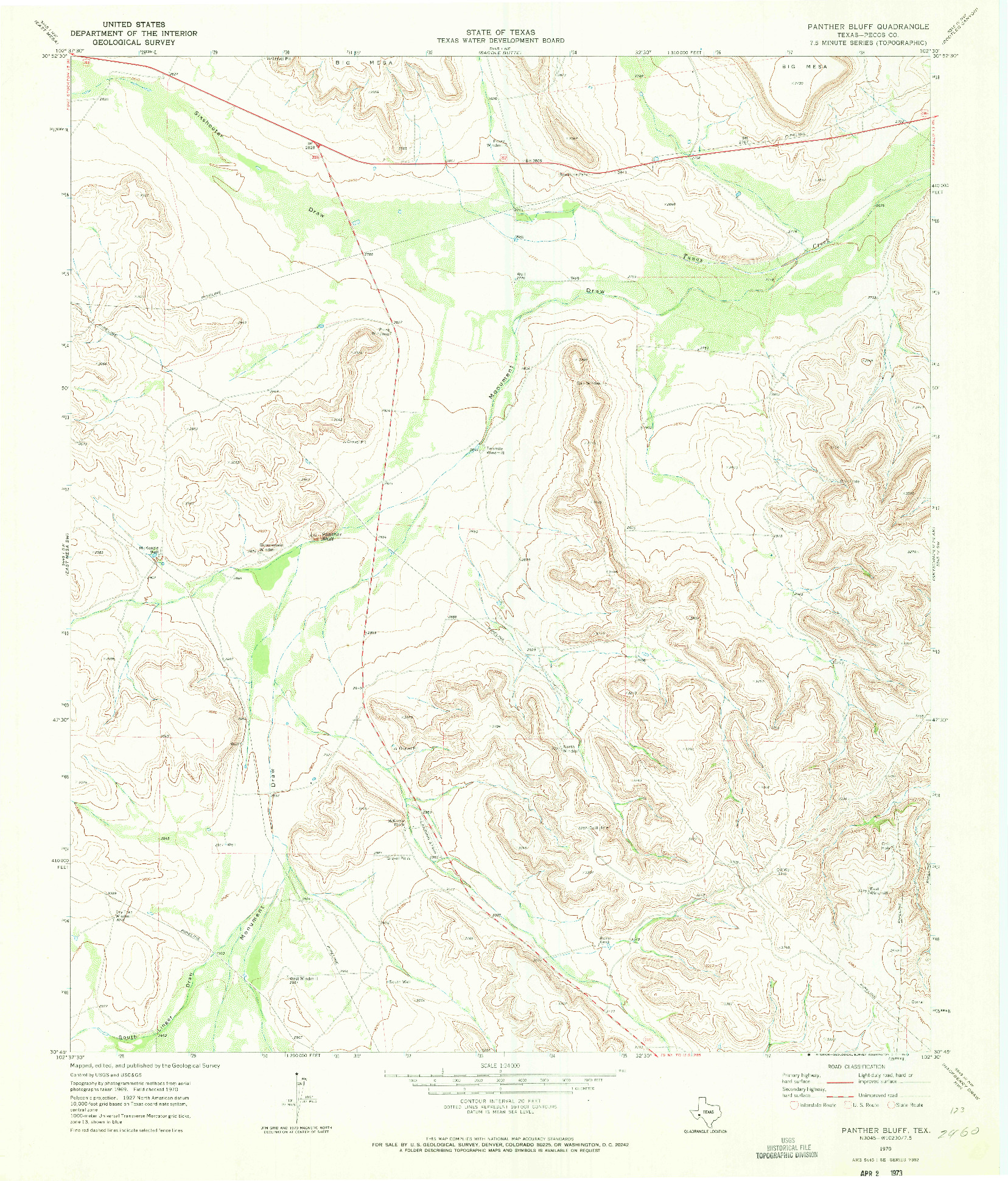 USGS 1:24000-SCALE QUADRANGLE FOR PANTHER BLUFF, TX 1970