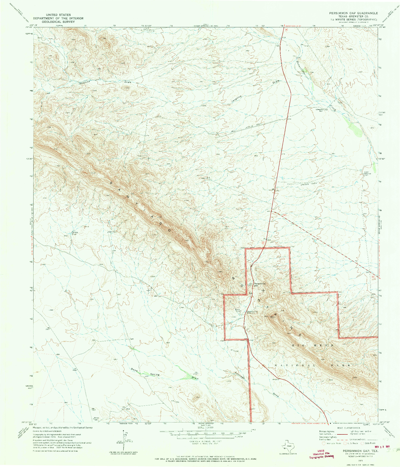 USGS 1:24000-SCALE QUADRANGLE FOR PERSIMMON GAP, TX 1971