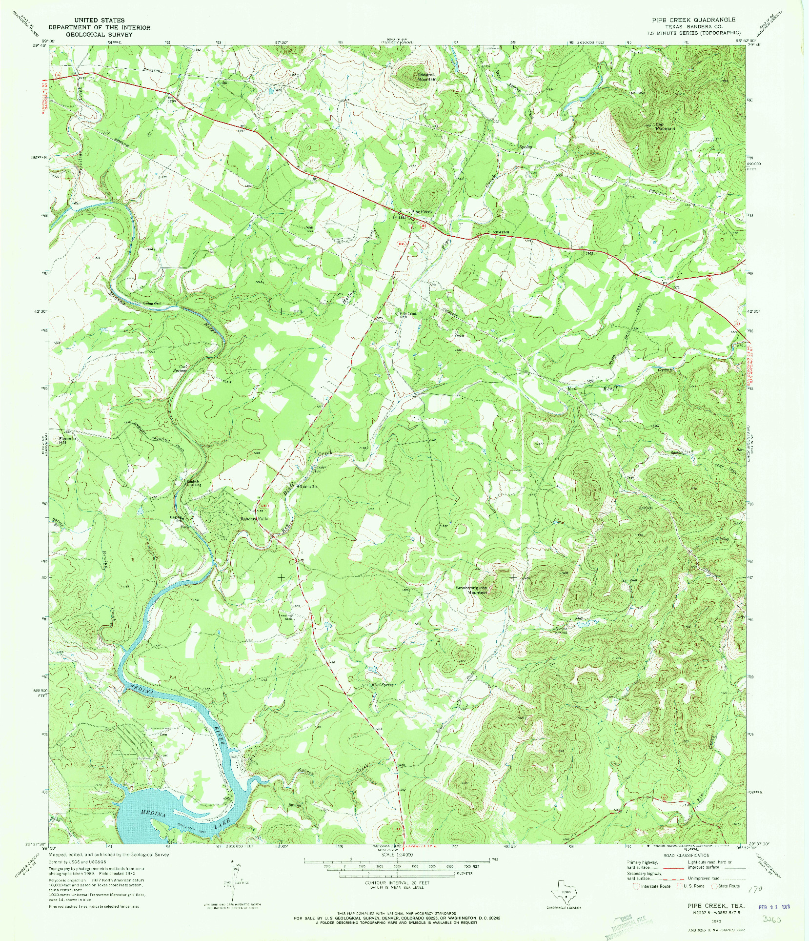 USGS 1:24000-SCALE QUADRANGLE FOR PIPE CREEK, TX 1970