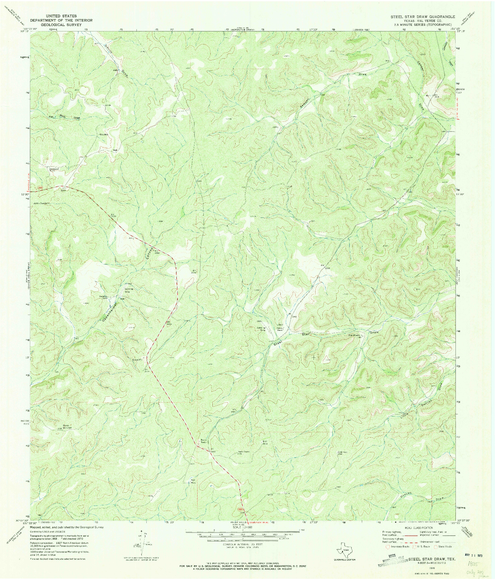 USGS 1:24000-SCALE QUADRANGLE FOR STEEL STAR DRAW, TX 1970