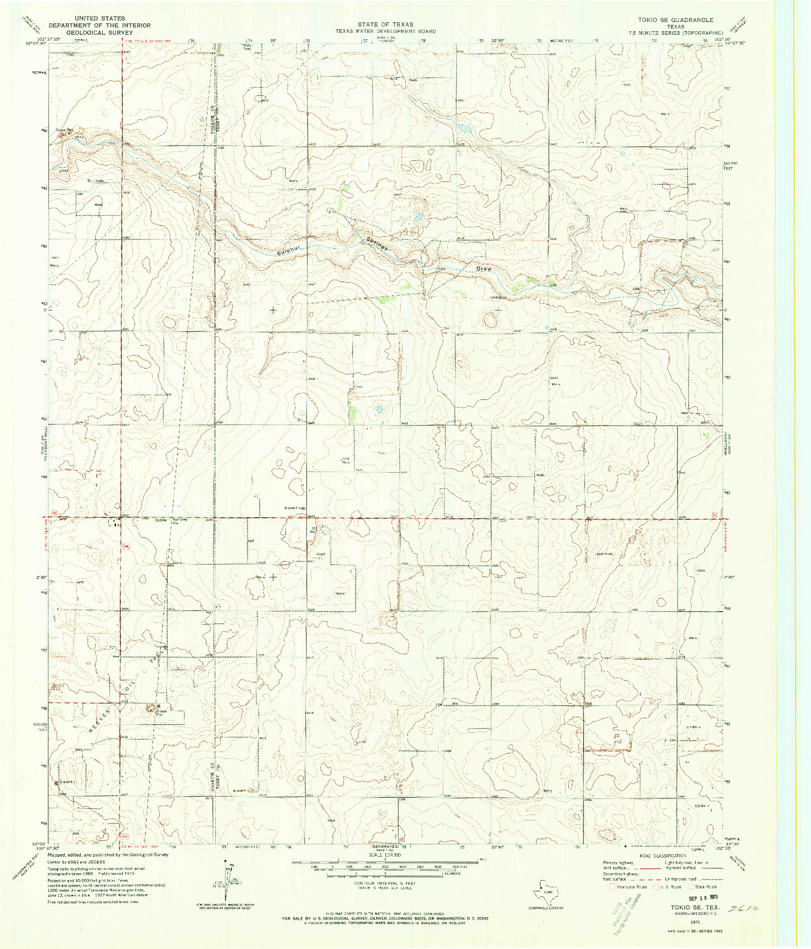 USGS 1:24000-SCALE QUADRANGLE FOR TOKIO SE, TX 1970