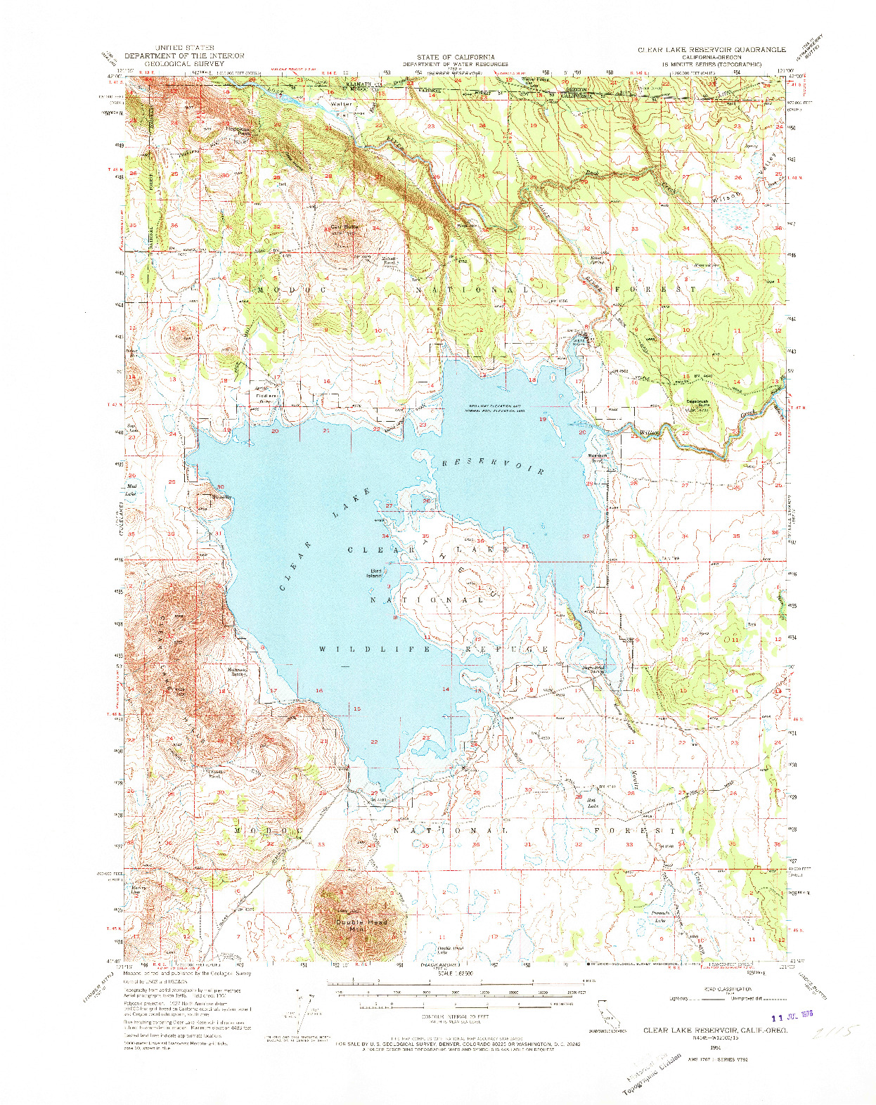 USGS 1:62500-SCALE QUADRANGLE FOR CLEAR LAKE RESERVOIR, CA 1951