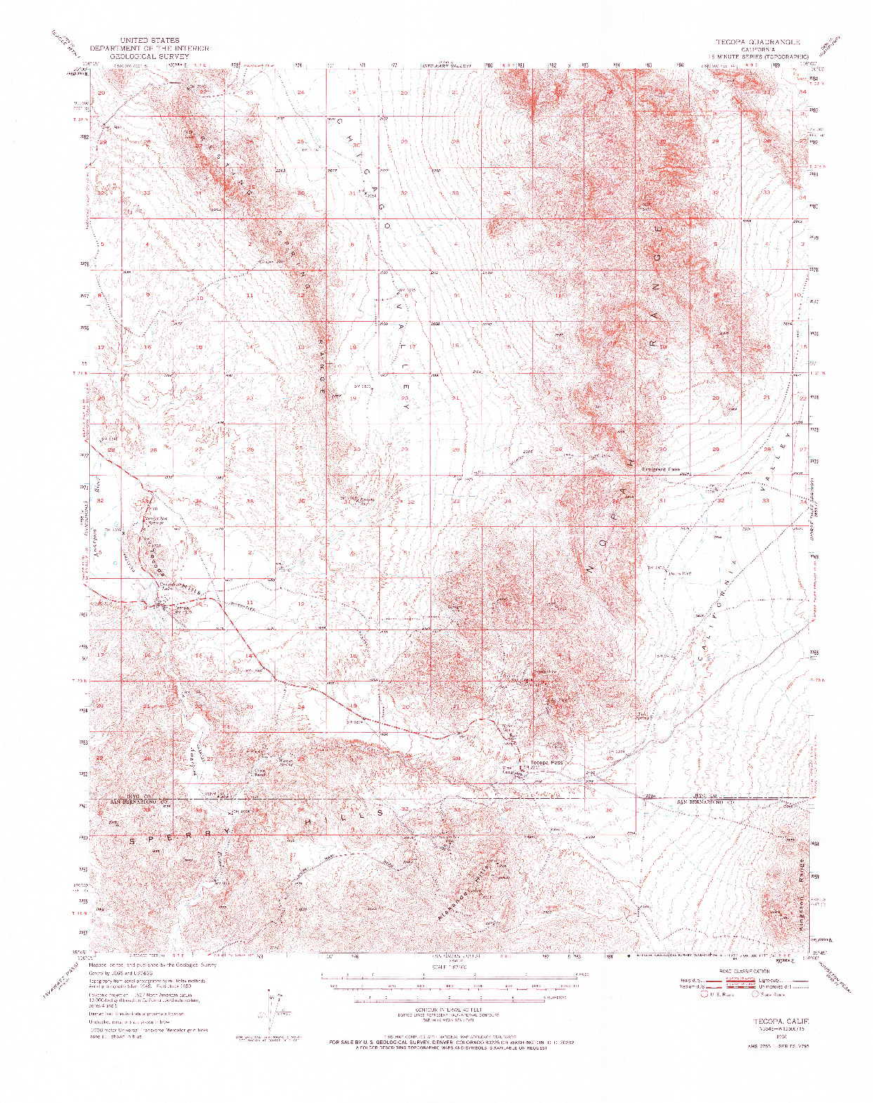 USGS 1:62500-SCALE QUADRANGLE FOR TECOPA, CA 1950
