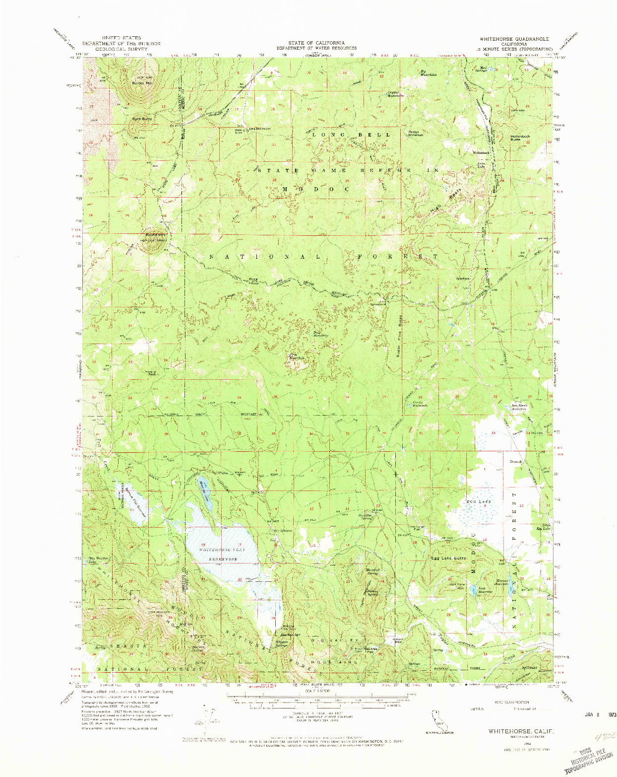 USGS 1:62500-SCALE QUADRANGLE FOR WHITEHORSE, CA 1962
