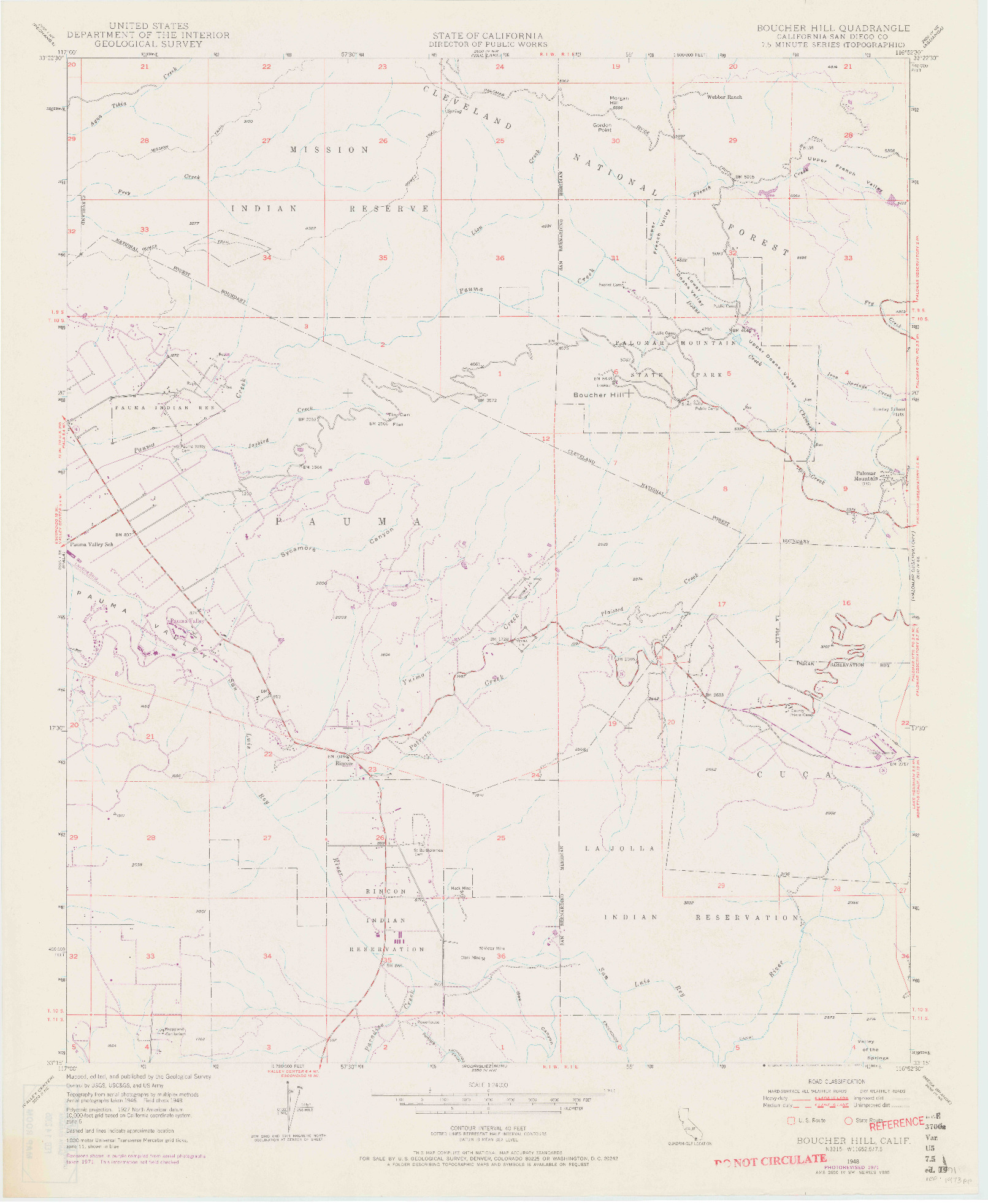 USGS 1:24000-SCALE QUADRANGLE FOR BOUCHER HILL, CA 1948