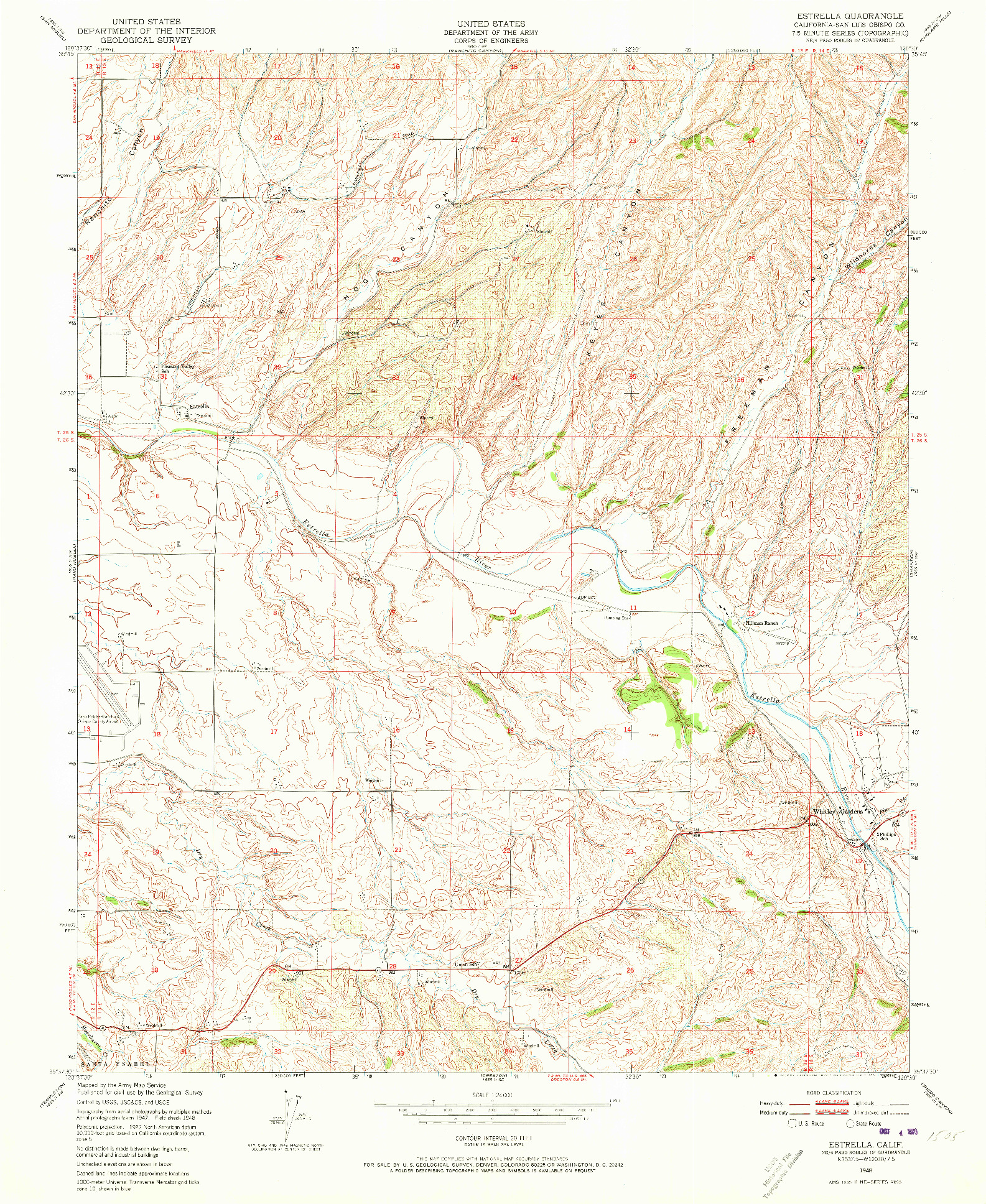 USGS 1:24000-SCALE QUADRANGLE FOR ESTRELLA, CA 1948