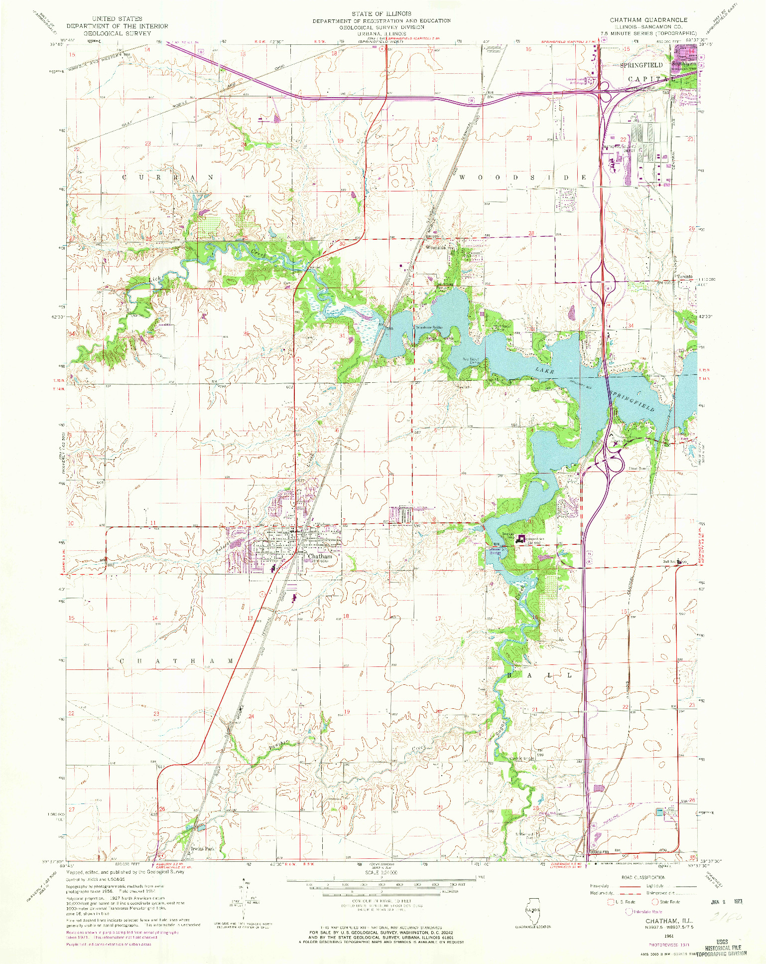 USGS 1:24000-SCALE QUADRANGLE FOR CHATHAM, IL 1961