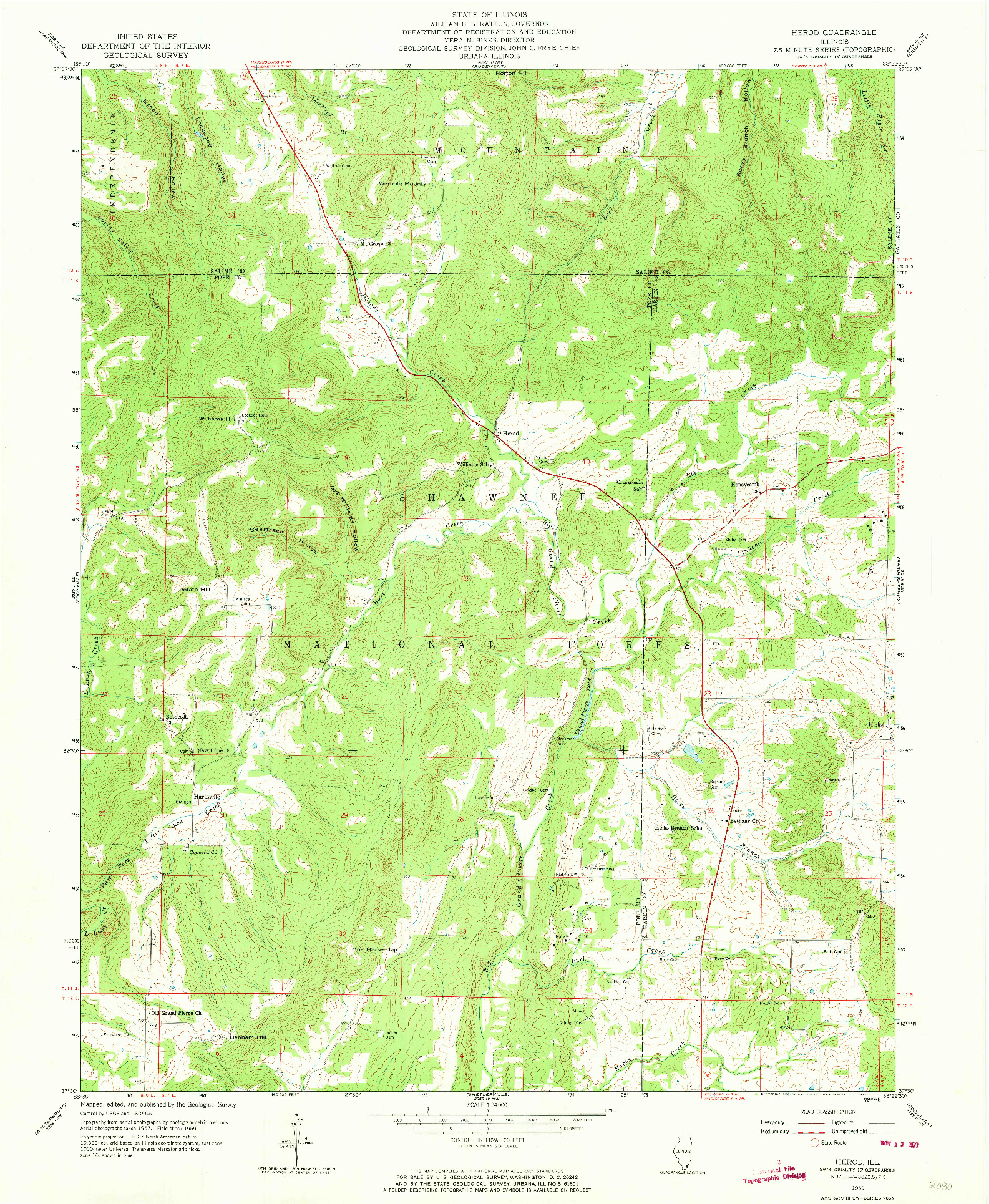 USGS 1:24000-SCALE QUADRANGLE FOR HEROD, IL 1959