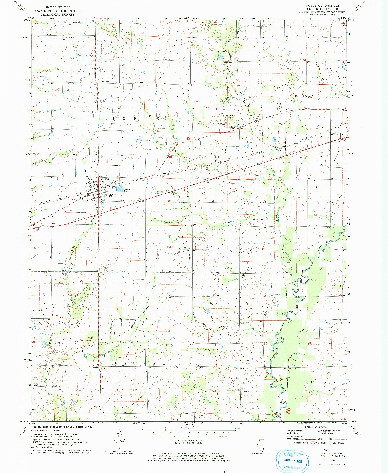 USGS 1:24000-SCALE QUADRANGLE FOR NOBLE, IL 1971