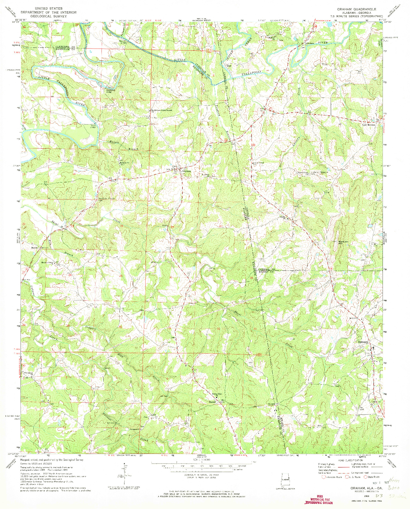 USGS 1:24000-SCALE QUADRANGLE FOR GRAHAM, AL 1969
