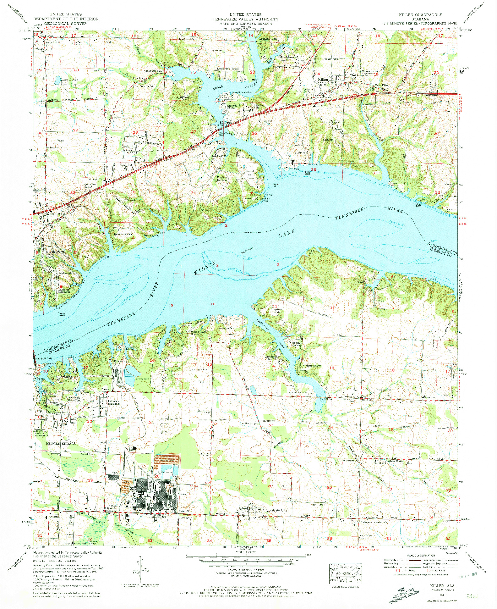 USGS 1:24000-SCALE QUADRANGLE FOR KILLEN, AL 1971
