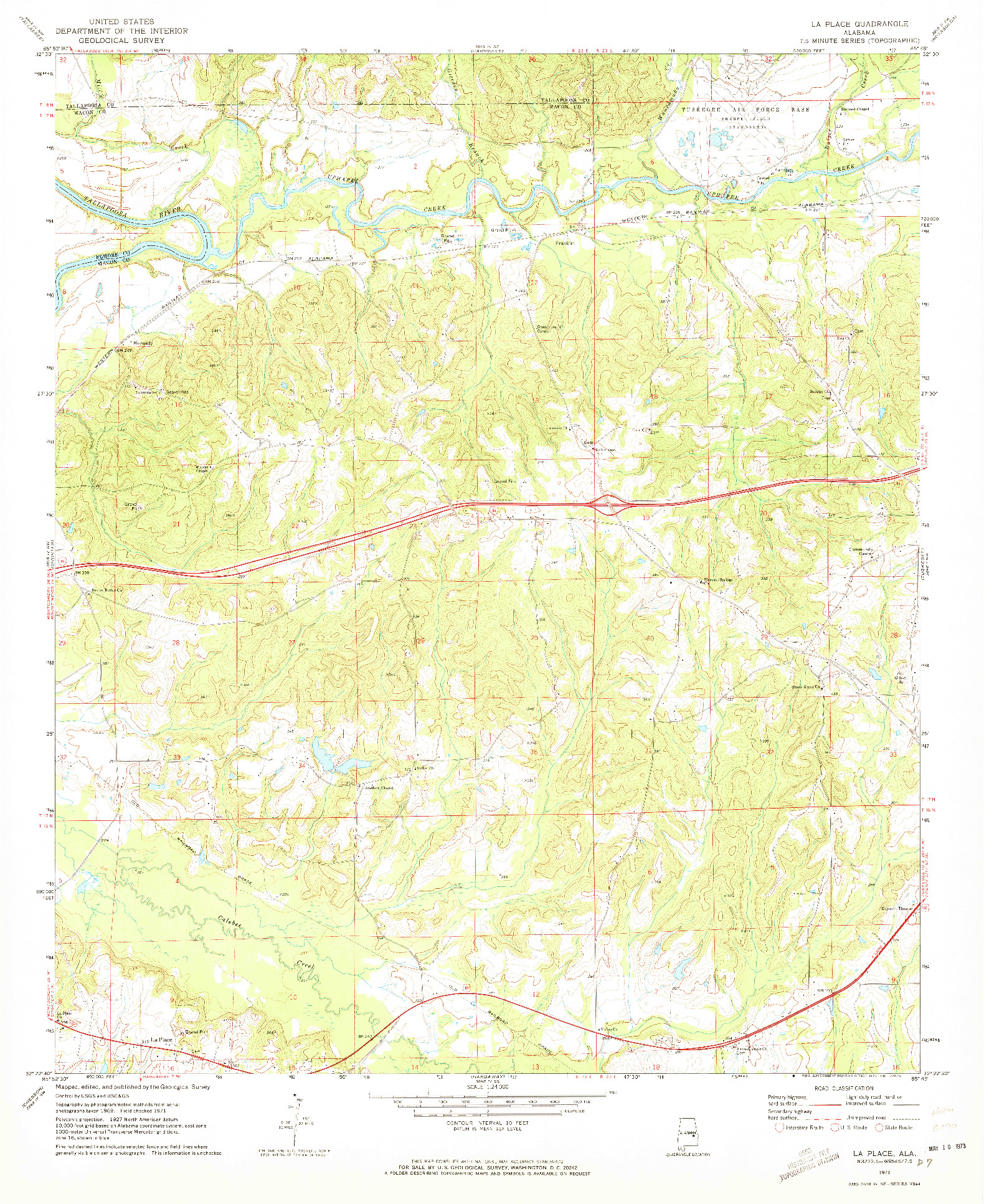 USGS 1:24000-SCALE QUADRANGLE FOR LA PLACE, AL 1971