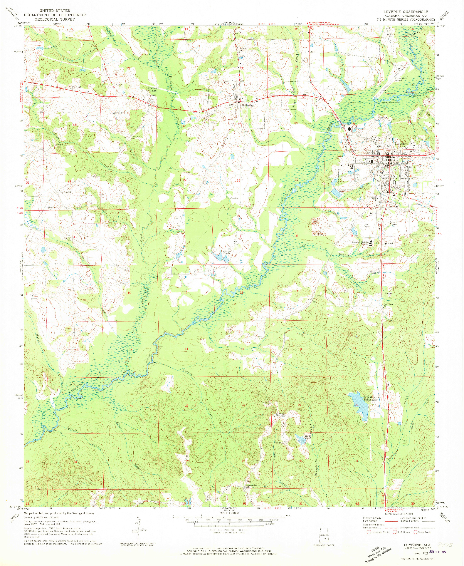 USGS 1:24000-SCALE QUADRANGLE FOR LUVERNE, AL 1971